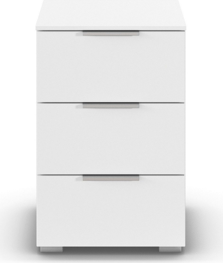 OTTO home Nachtkommode Nachttisch Nachtschrank Schubladen Sideboard Schubladenkommode ASTANA (Breite 40 cm / Höhe 61 cm), mit 3 geräumigen Schubladen, Kantengriff in Alufarben MADE IN GERMANY