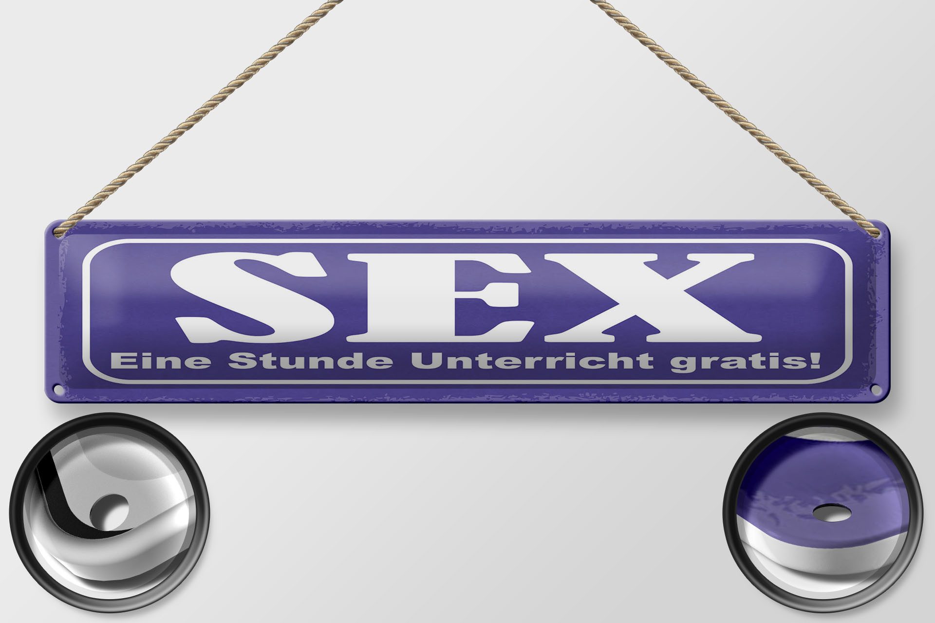 Femer GmbH Metallschild Spruch 46x10 cm Sex Eine Stunde Unterricht gratis, (1 St), gewölbte Oberfläche, abgerundete Ecken, umgeschlagene Kanten