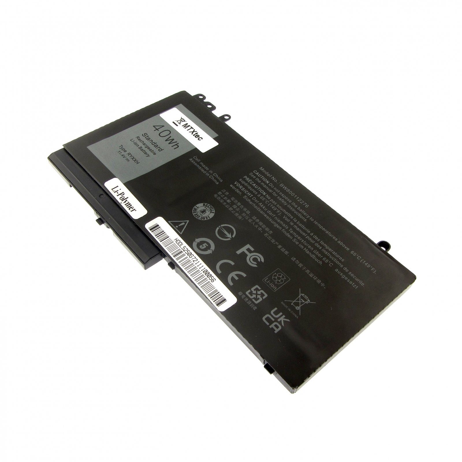 MTXtec Akku für Dell RYXXH, 0VVXTW, 05TFCY, 09P402, 5PYY9, R5MD0, VVXTW, Laptop-Akku, 37 Wh, Zellen, Lithium-Polymer (LiPoly)