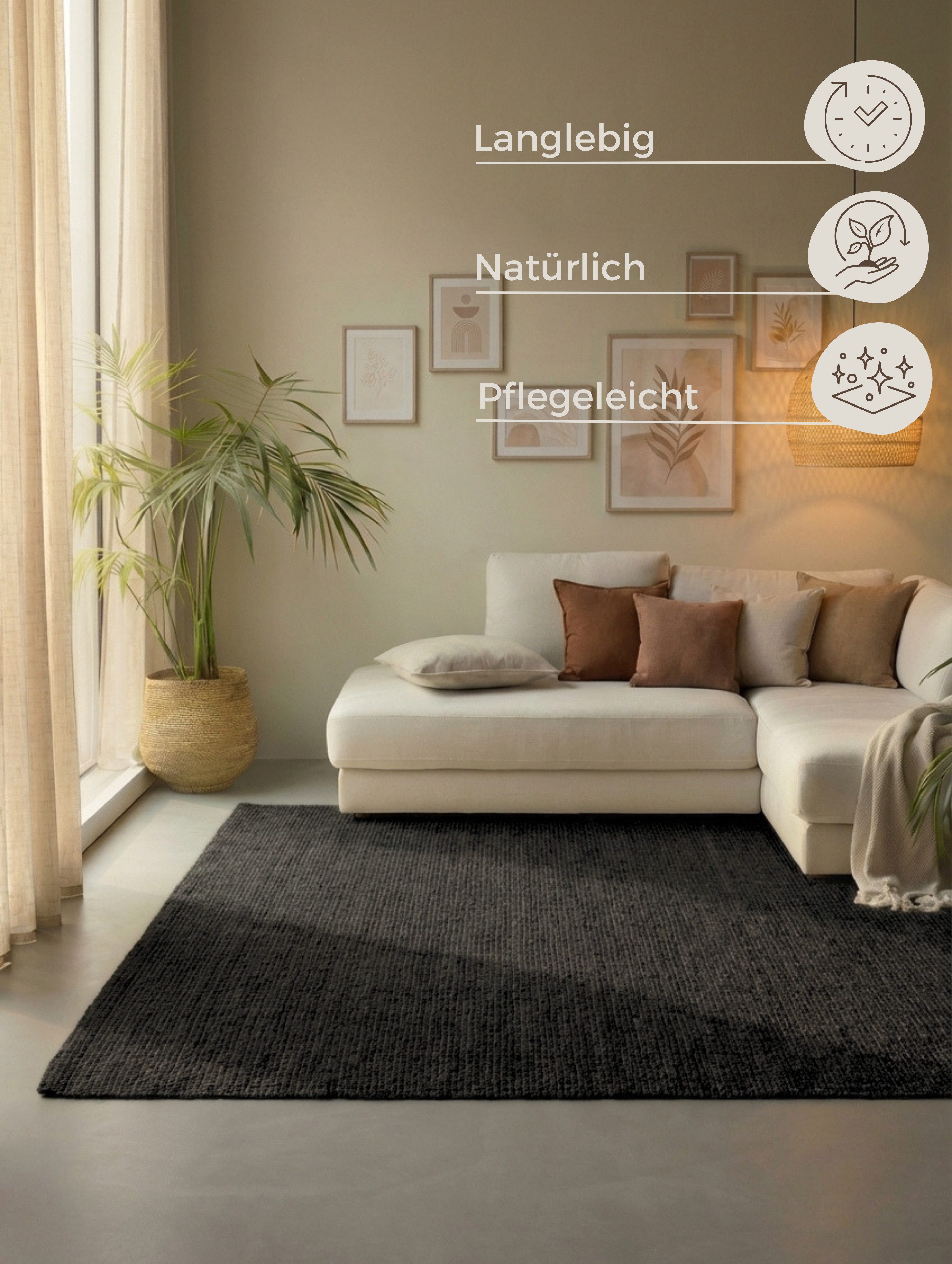 HANSE Home Teppich Jaipur Juteteppich, als Läufer und in Rund, rechteckig, Höhe: 10 mm, 100% Naturfaser, Wohnzimmer, Esszimmer, Schlafzimmer, GRS