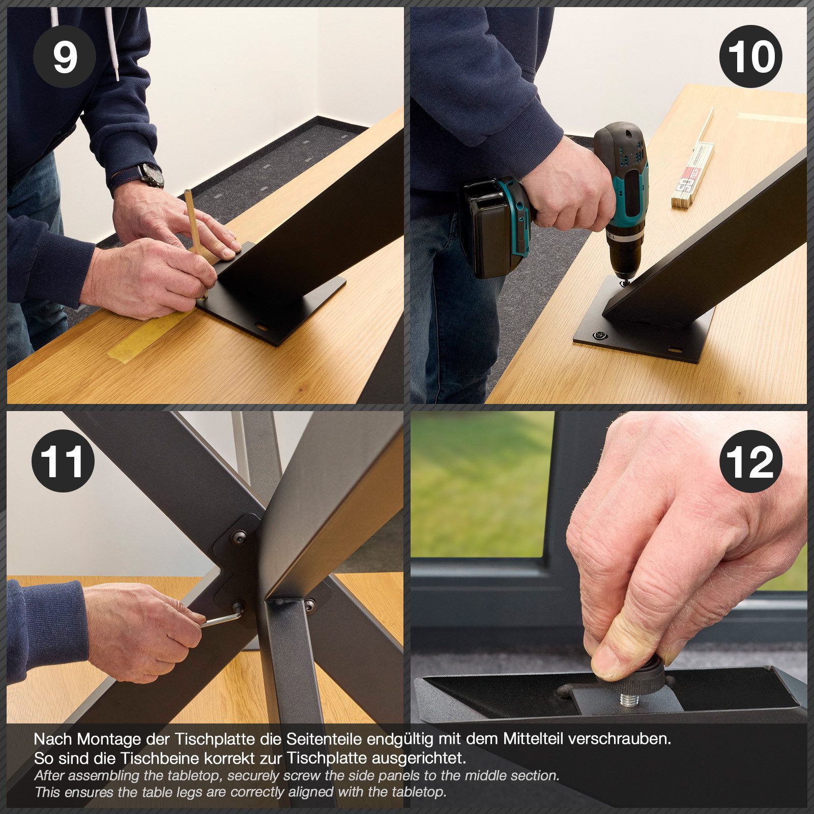 SO-TECH® Tischgestell SPIDER Schwerlast belastbar bis 250 kg, einfache Montage (1-St), Tischfuß für Couchtisch, schwarz, 98 x 58 x 43 cm – Bild 5 von 5