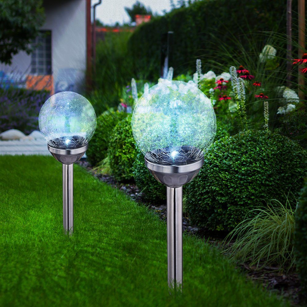 LED Gartenleuchte, Solar Kugel Steckleuchte Glaslampe
