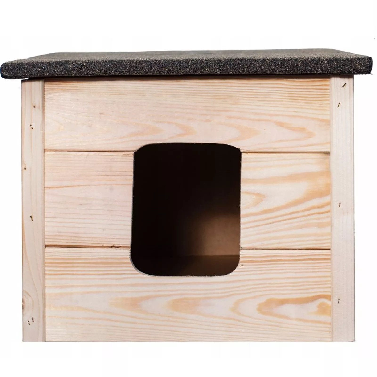 QLS Tierhaus Katzenhaus 54x40 cm, aus Holz Isoliert Outdoor Winterfest Montiert