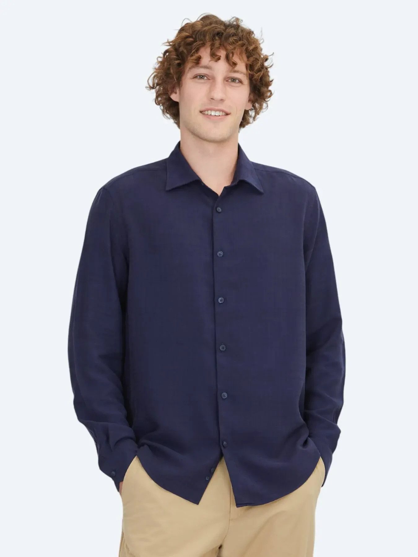 KİP Hemdbluse Marineblau gestreiftes Regular Fit Web-Casual-Hemd