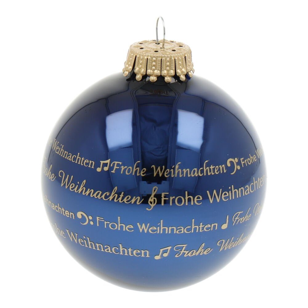 mugesh Schrift Weihnachtsbaumkugel cobaltblau Musiker für Notenmotive, Weihnachtskugel