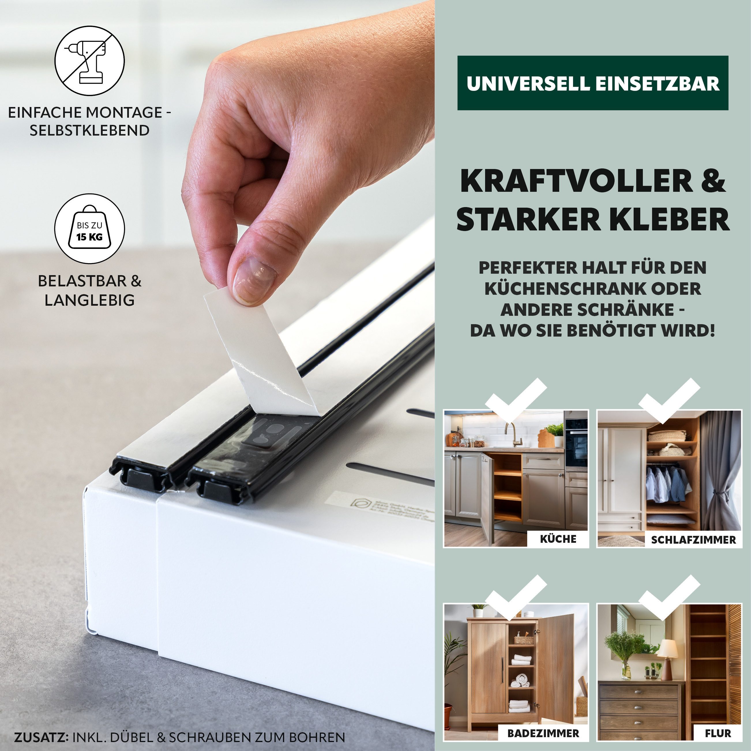 bremermann Teleskopauszug 2er Set - mit Einlegeboden, ausziehbar, Breite von 31-51 cm – Bild 4 von 5