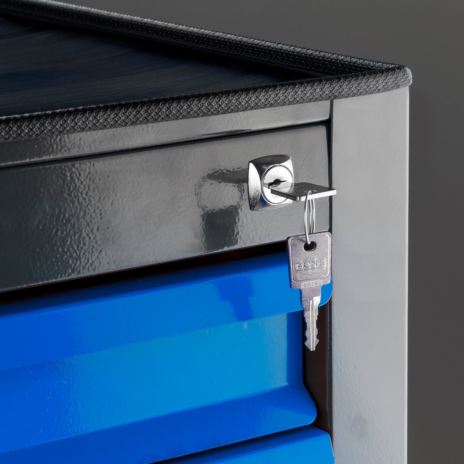Anthrazitgrau/Lichtblau Schubladen, Grau PROREGAL® Schubladenschrank mit 5 Kobra HxBxT Werkzeugschrank 60x70x43,5cm,