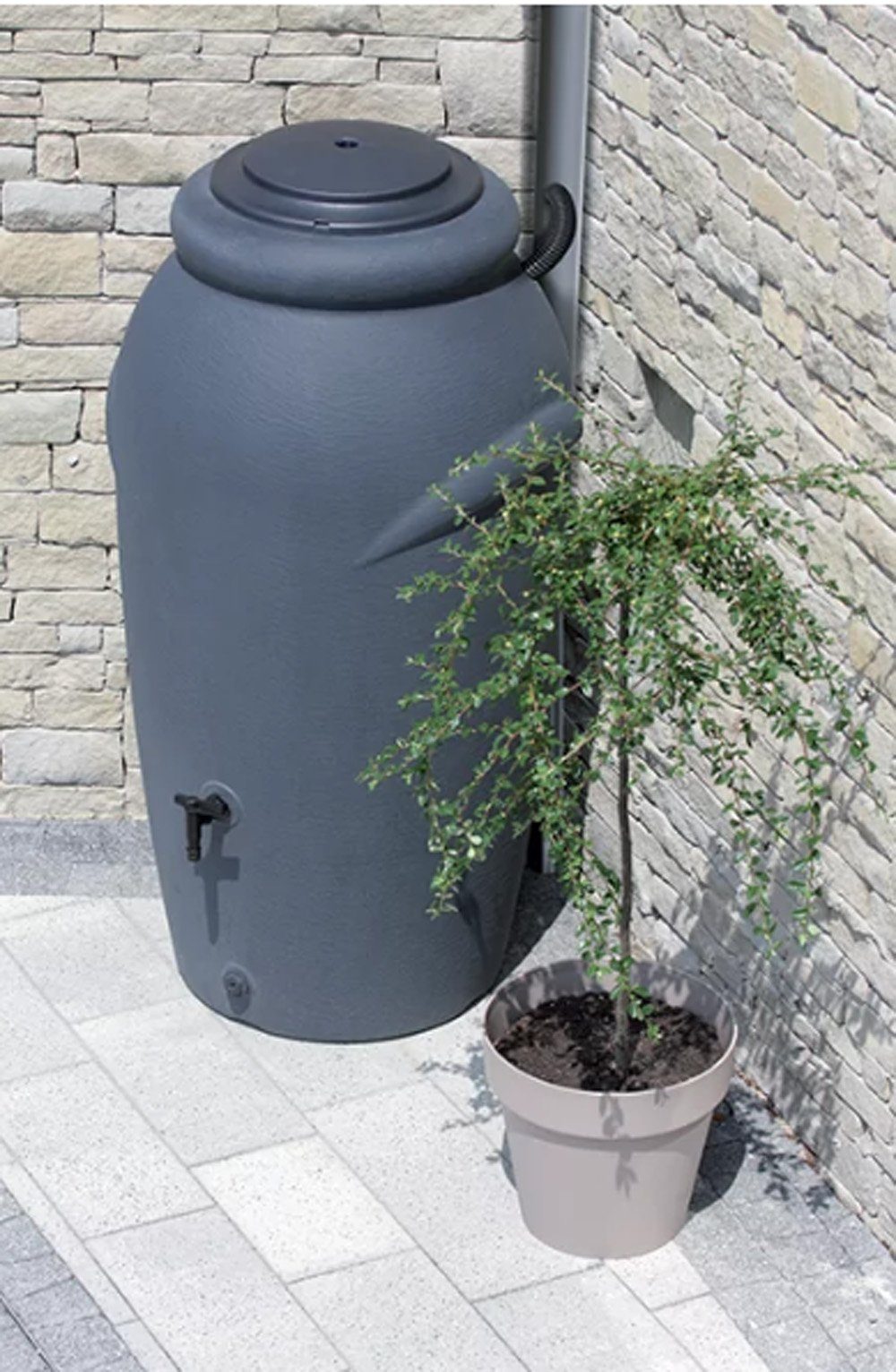Prosperplast Regentonne AQUACAN Baby 210 L anthrazit mit Wasserhahn, 210 l