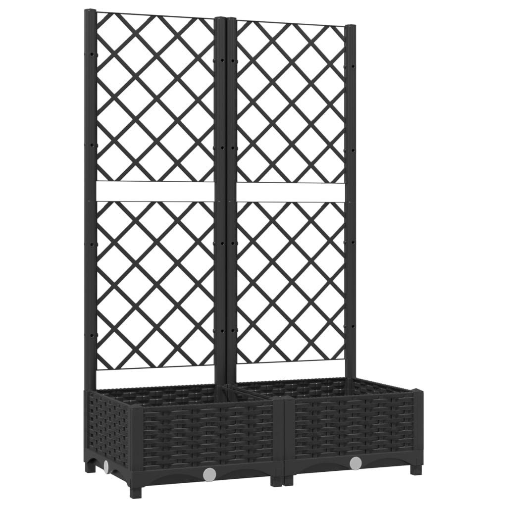 vidaXL Rankgitter 80 x 40 x 1215 cm Pflanzkübel mit Spalier Schwarz 80x40x121,5 cm Kunst
