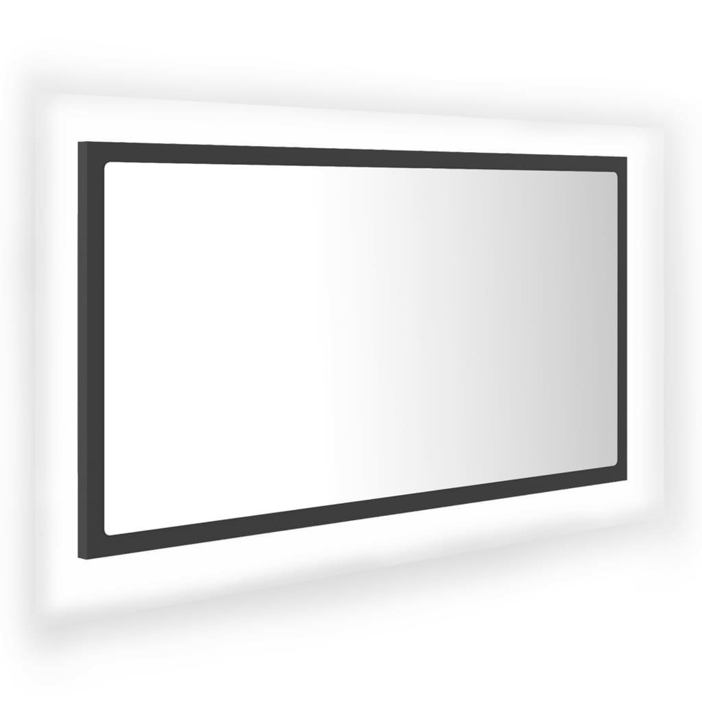 (1-St) LED-Badspiegel Acryl vidaXL Grau Badezimmerspiegelschrank 80x8,5x37 cm