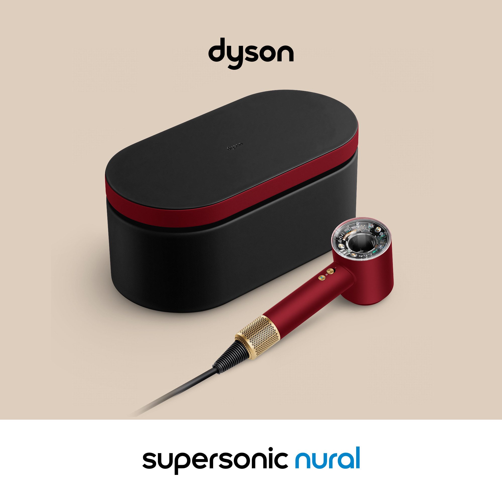 DYSON Haartrockner Supersonic Nural™, Red Velvet, 1600 W, Automatische Temperaturanpassung verbessert den natürlichen Glanz, und hilft, die Kopfhaut zu schützen