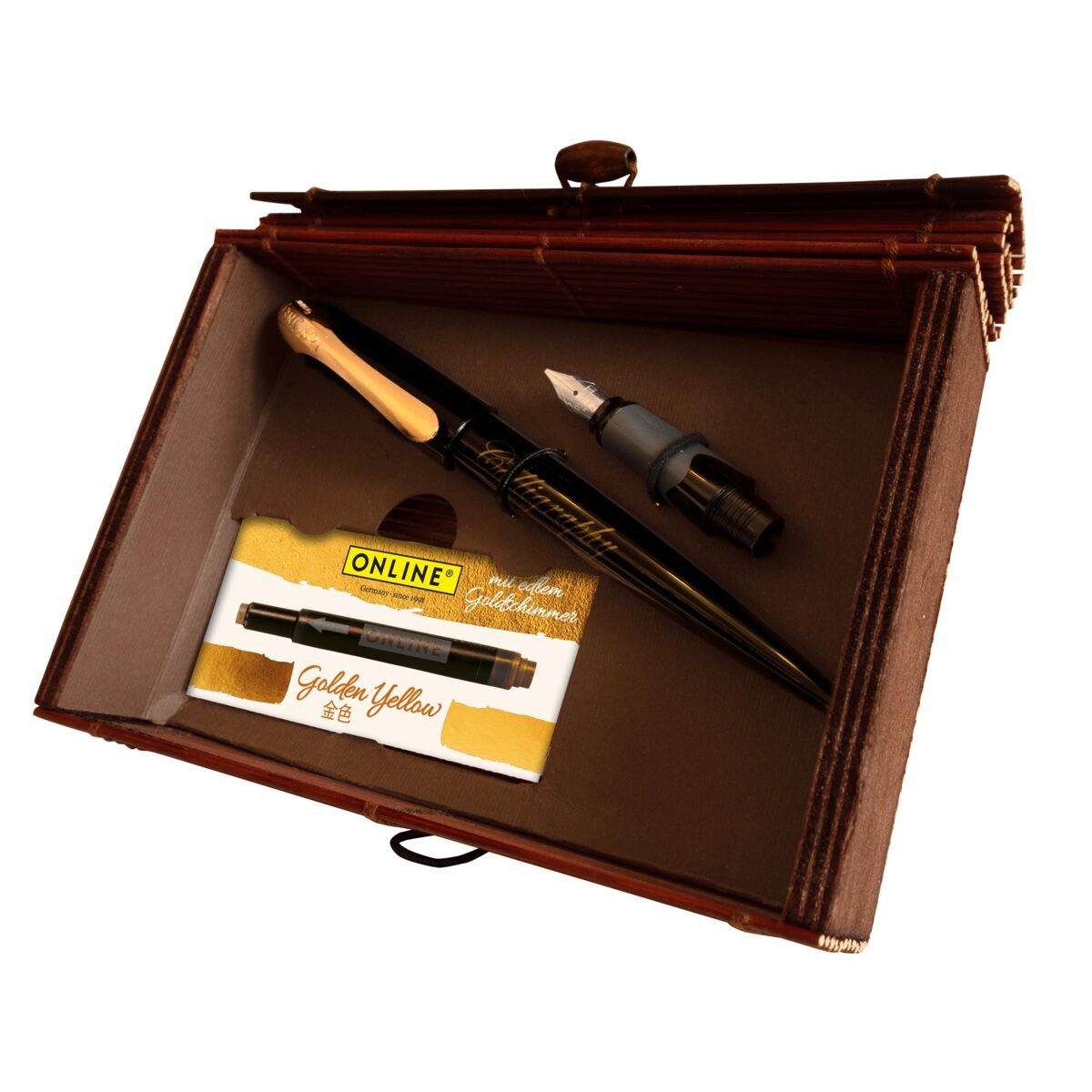Online Pen Kugelschreiber ONLINE Schreib Set Best Writer Air schwarz Bambusbox