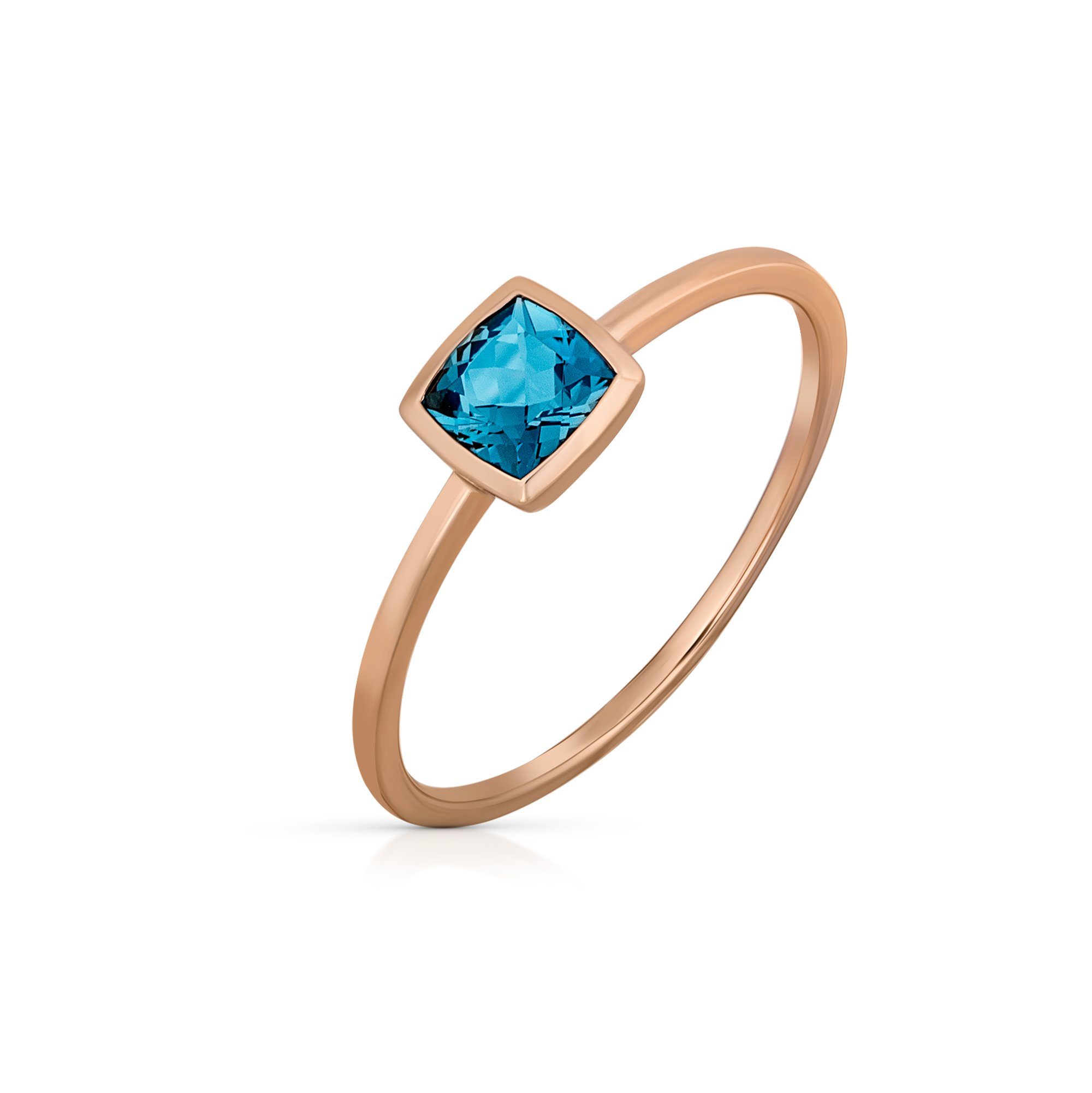 Orolino Fingerring 585 Gold Roségold mit Blautopas (beh)