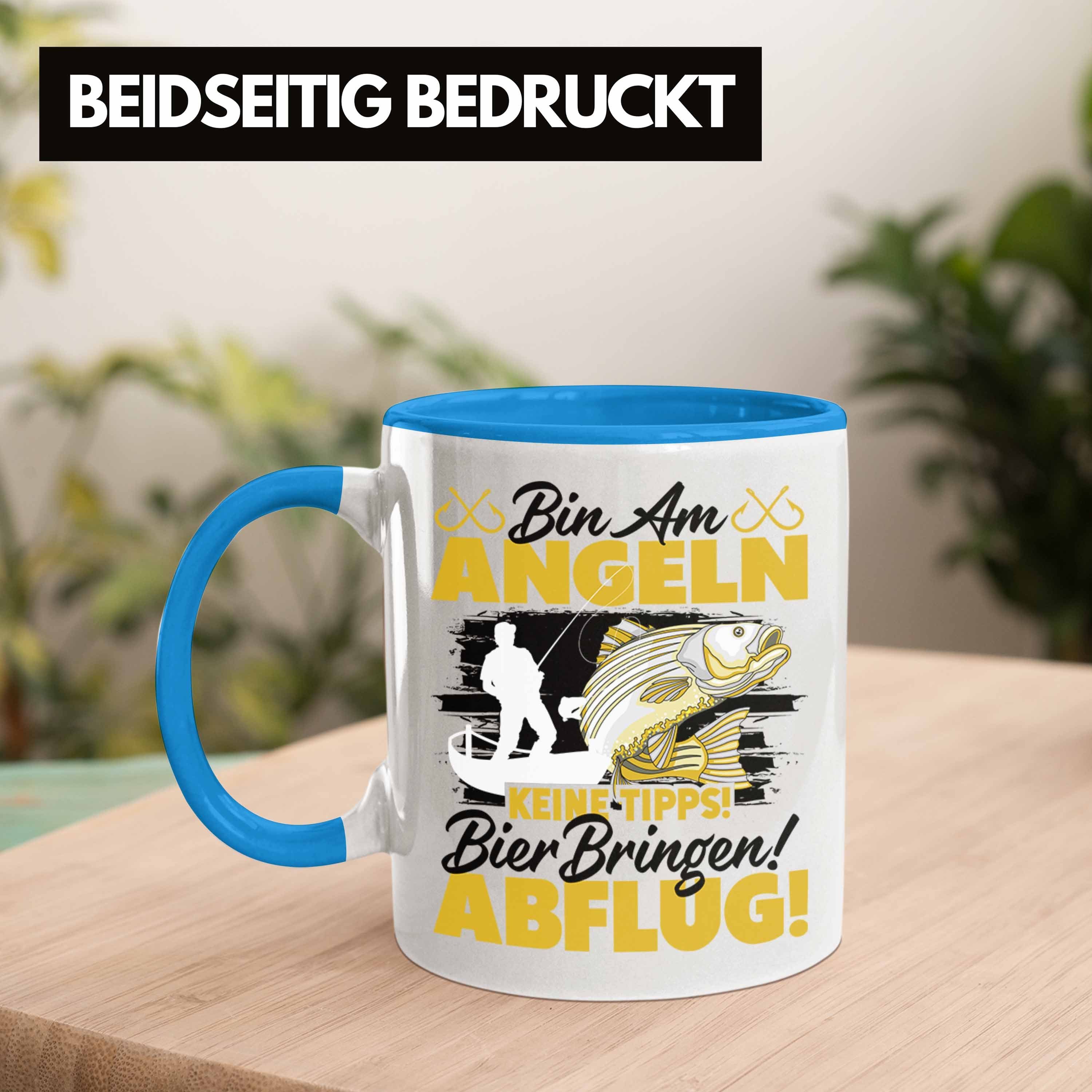 Geschenk Männer Geschenkidee Spruch - Trendation Witzig Angler mit Fischer Trendation für Tasse Blau Becher Für Tasse