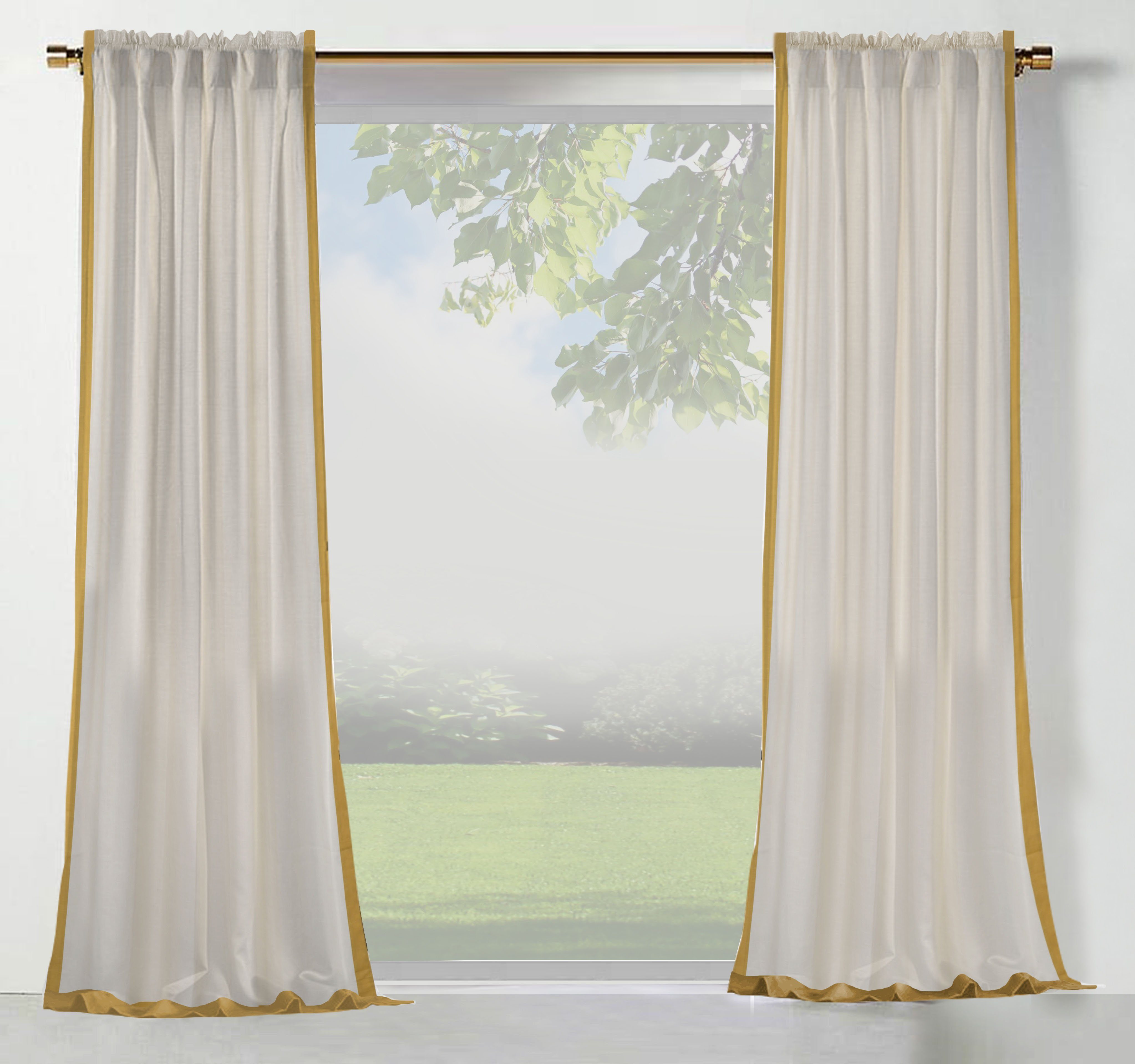 Vorhang Matias, andas, Stangendurchzug (1 verschiedene blickdicht, St), beige/senfgelb monochrom, blickdicht, Größen