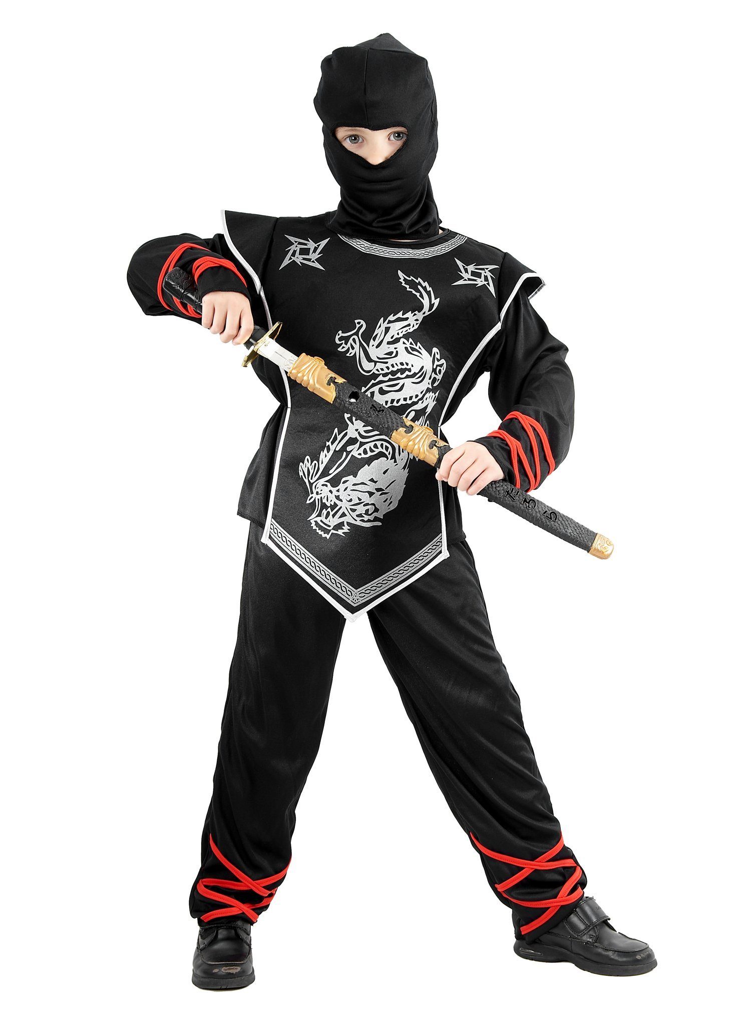 Metamorph Kostüm Ninja Kinderkostüm Silberdrache, Macht Dich zum  mysteriösen asiatischen Schwertkämpfer!