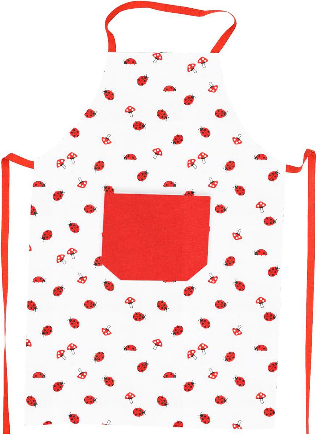 Kracht Kochschürze Marienkäfer-Pilze, (1-tlg., 1-teilig), Nackenband und aufgesetzte Tasche ca.70x90cm Baumwolle
