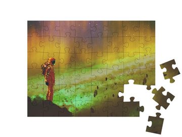puzzleYOU Puzzle Digitale Kunst: Der nachdenkliche Astronaut, 48 Puzzleteile, puzzleYOU-Kollektionen Illustrationen