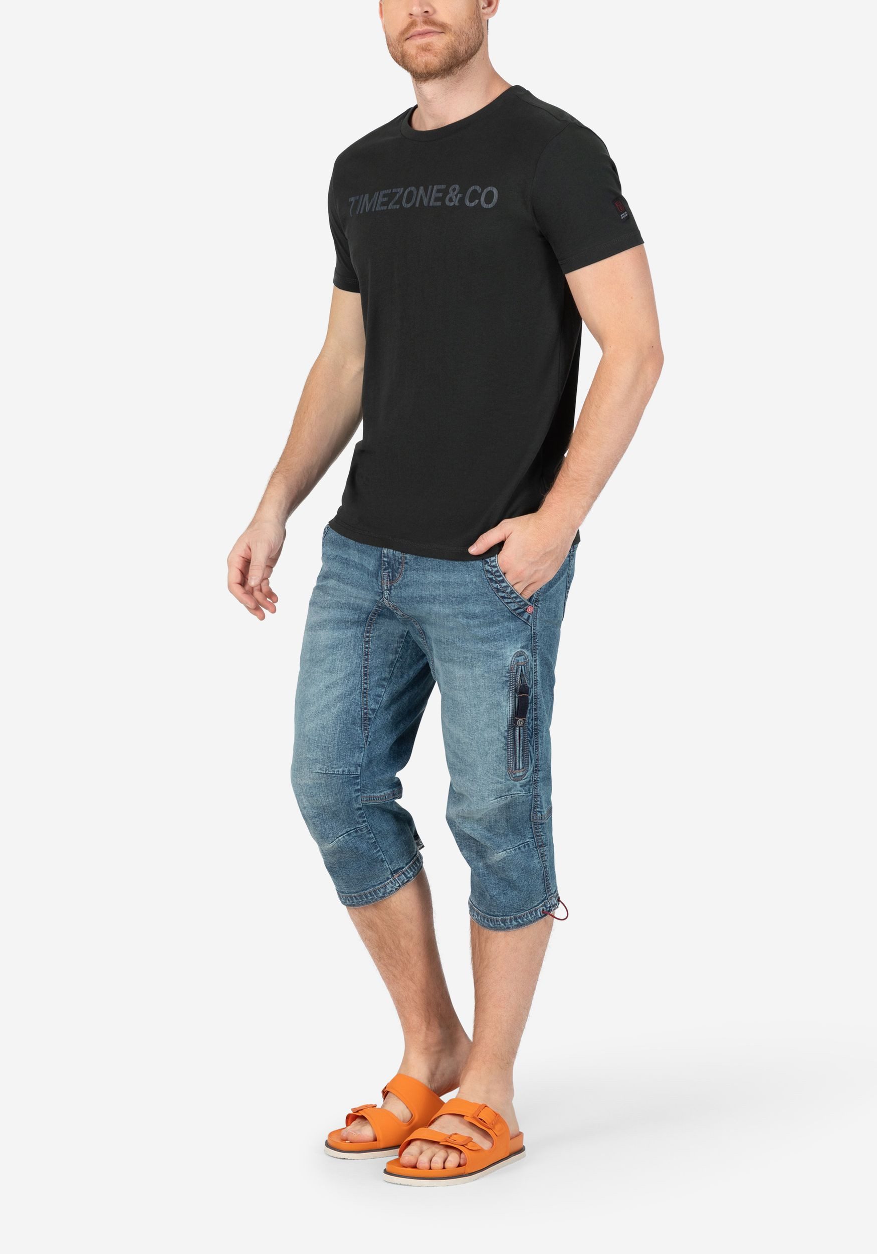 TIMEZONE Jeansshorts Jeans mit geradem Bein und Kontrast Nähten Regular Con günstig online kaufen