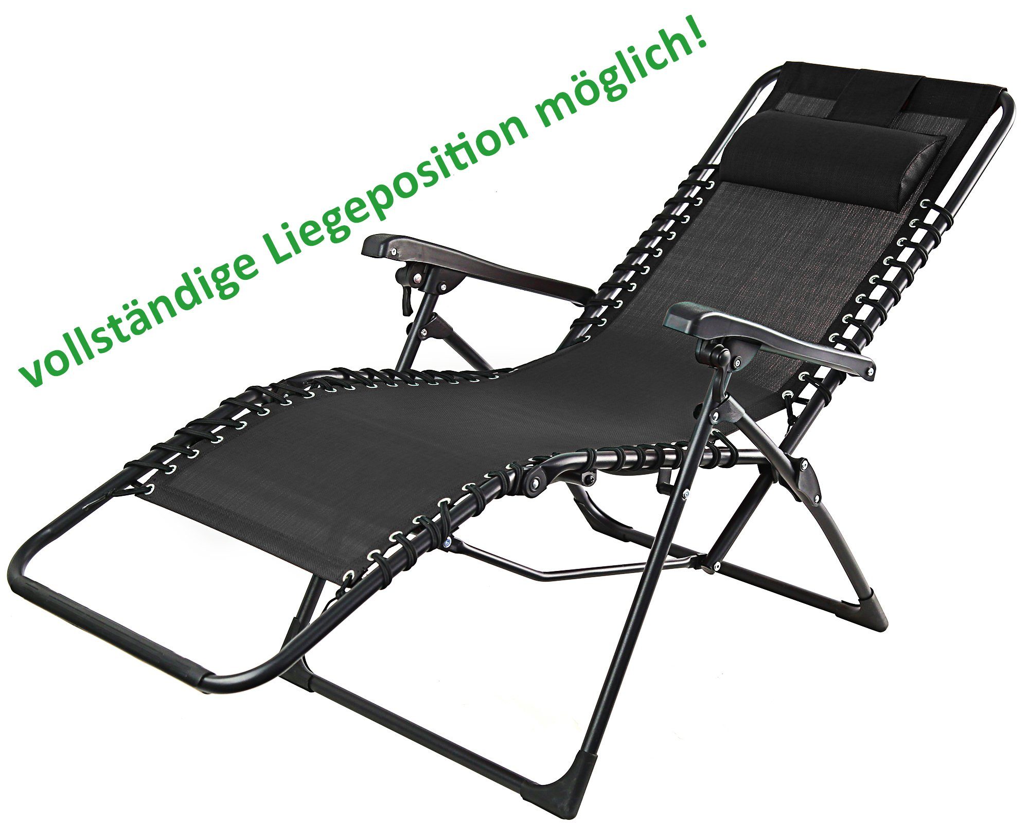 ONDIS24 Multifunktionsliege Ergolex Gartenliege Sonnenliege bis Relaxliege St., Lehne UV- 110kg, verstellbare witterungsbeständig, und 1 schwarz