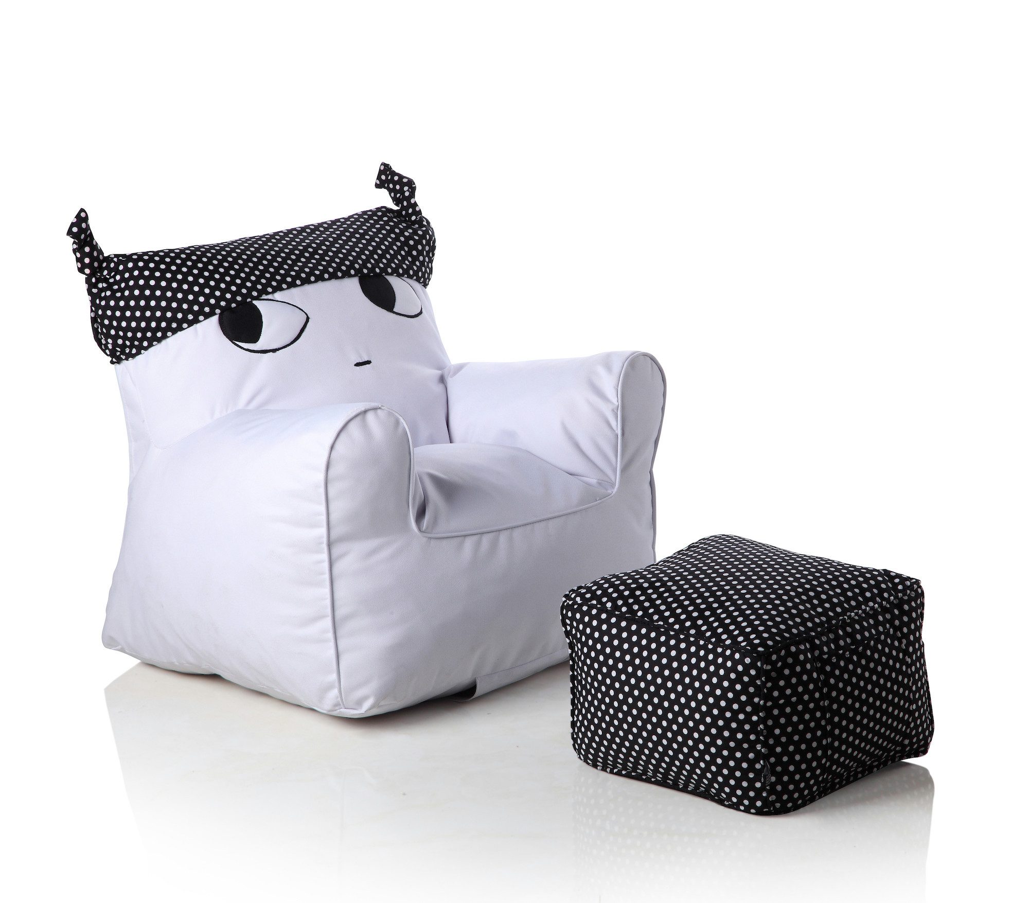 Sweety-Toys Kindersessel Sweety Toys 12169 Kindersessel Set mit Hocker Weiß mit schwarz