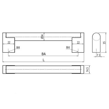 SO-TECH® Möbelgriff G15 Edelstahloptik Ø 14 mm, Höhe 35 mm, Bohrlochabstand (BA) 160 mm