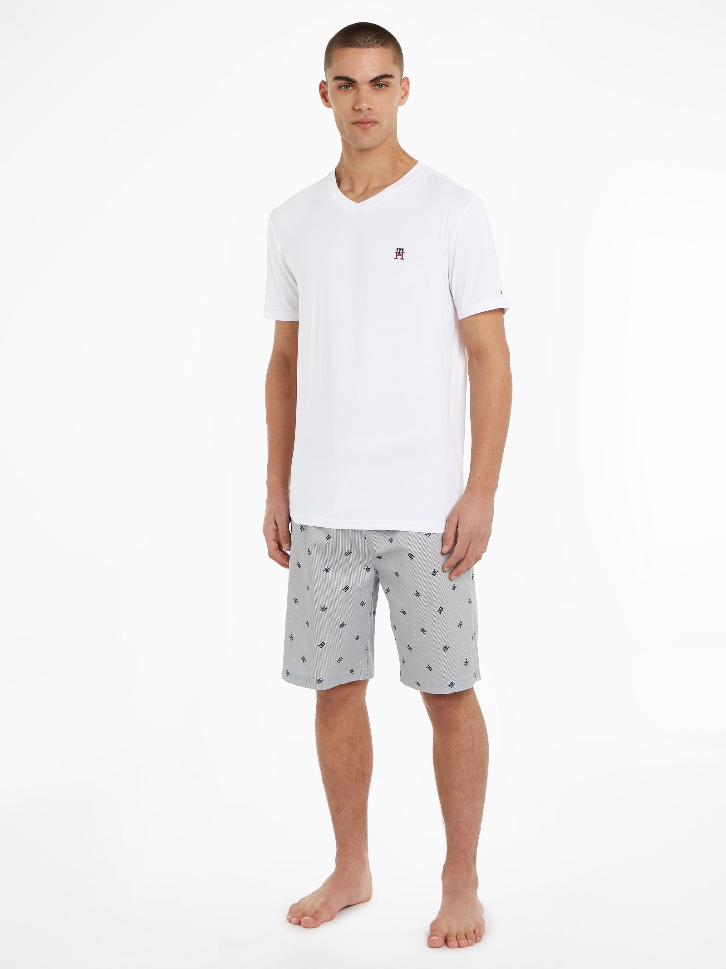 Tommy Hilfiger Underwear Pyjama SS TEE WOVEN SET PRINT (Set, 2 tlg) mit Logo-Muster