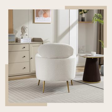 SeedWave Sessel Wohnzimmersessel aus Lammwolle, modernes entspannendes Einzelsofa, Ergonomischer Lesesessel mit hoher Rückenlehne