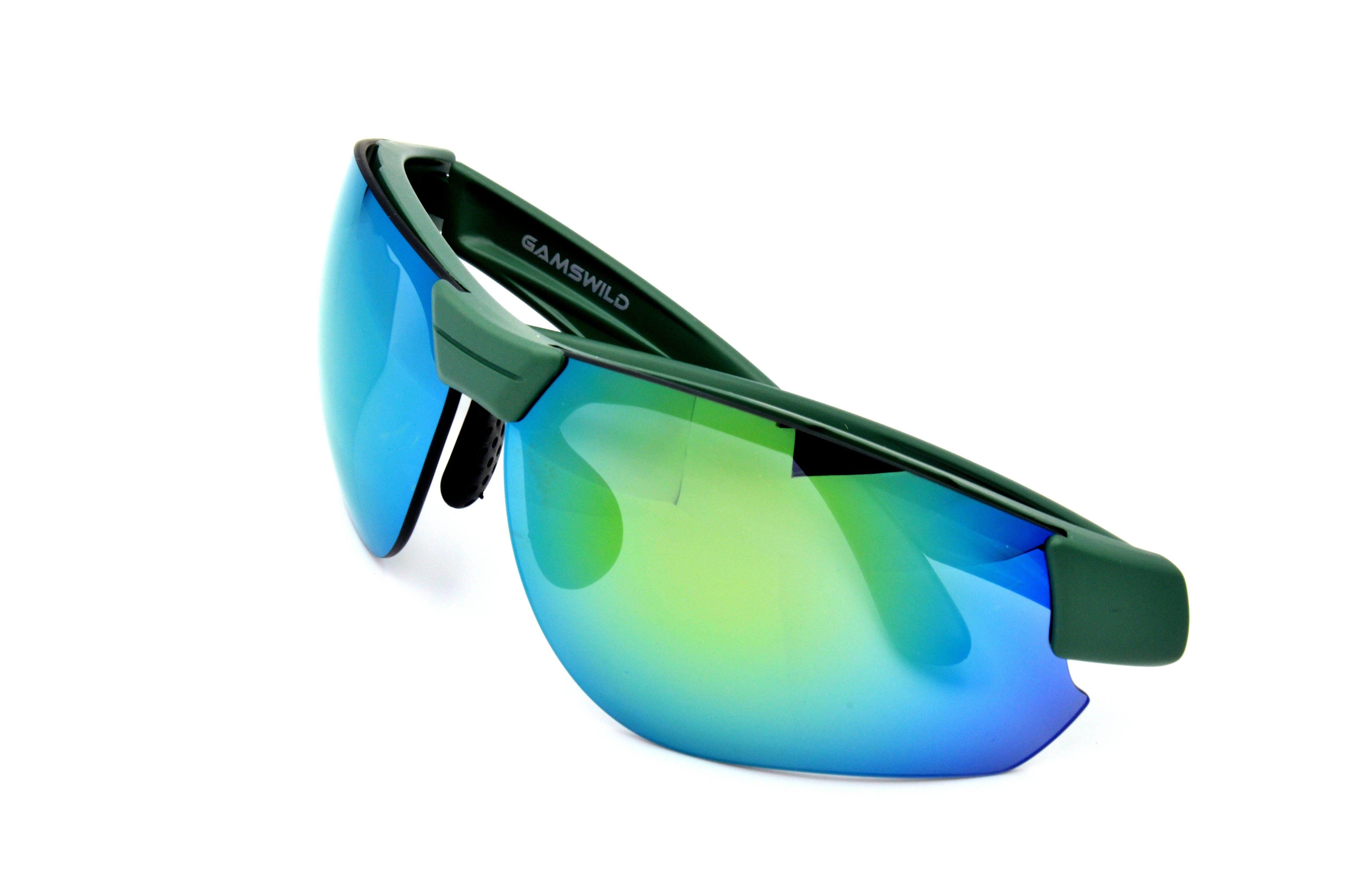 Herren weiß, Halbrahmenbrille Damen Skibrille Sonnenbrille blau, grün, Unisex, Sportbrille WS3032 Gamswild Fahrradbrille