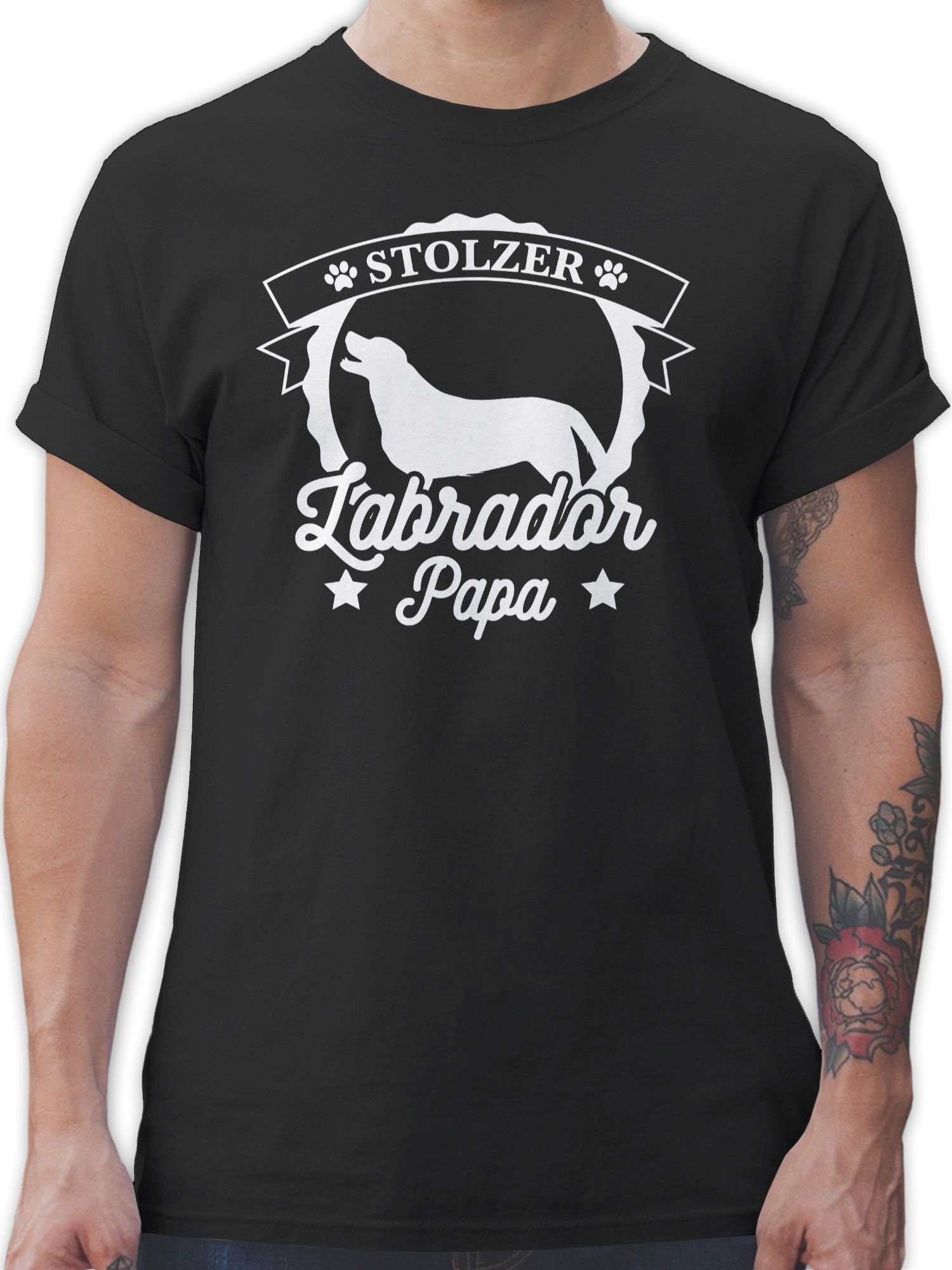 Shirtracer T-Shirt Stolzer Labrador Papa Geschenk für Hundebesitzer 1 Schwarz