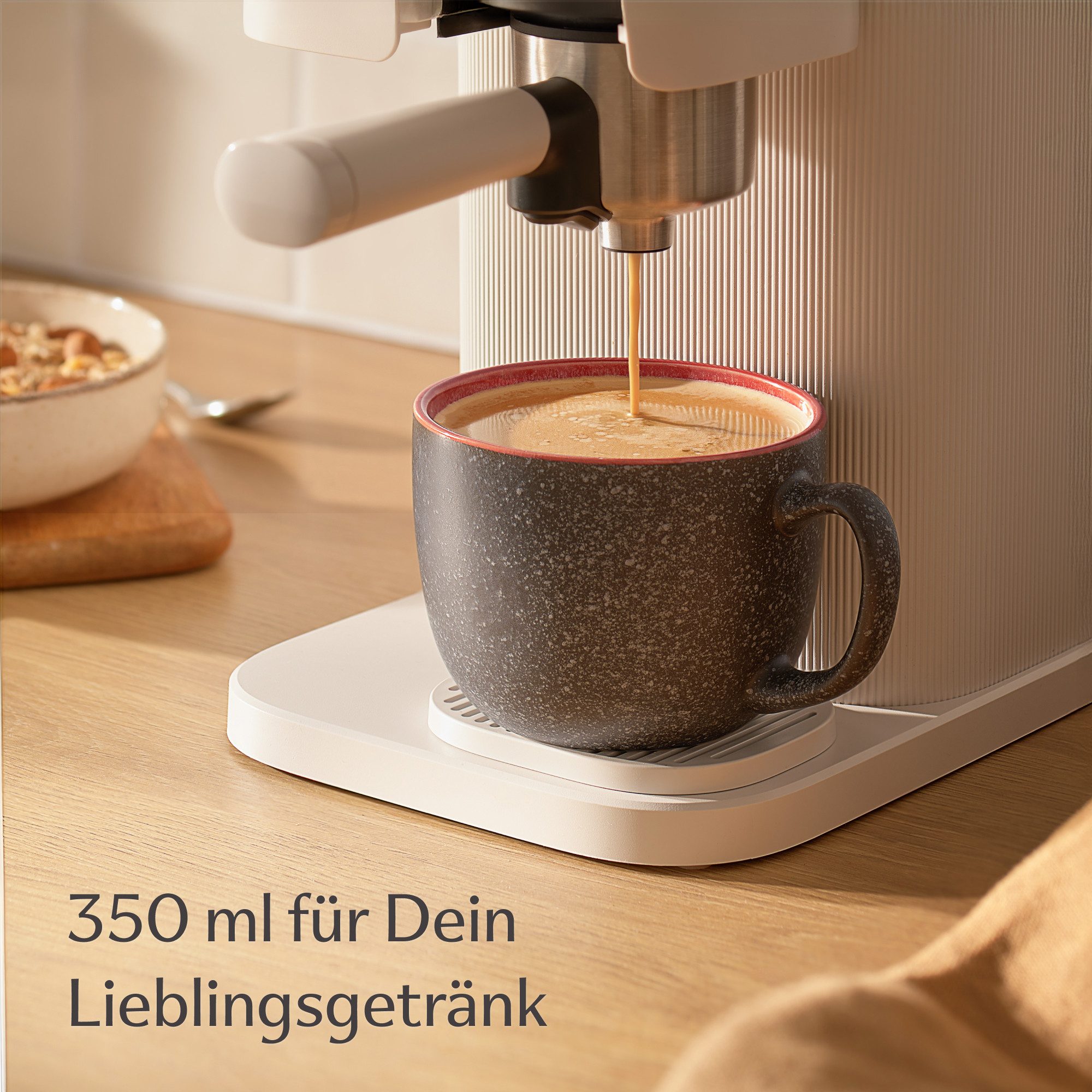 Cosumy Cappuccinotasse Kaffeetassen 4er Set aus Keramik - 350ml, 4-tlg., Keramik, Steingut mit reaktiver Glasur - hält lange warm – Bild 4 von 5