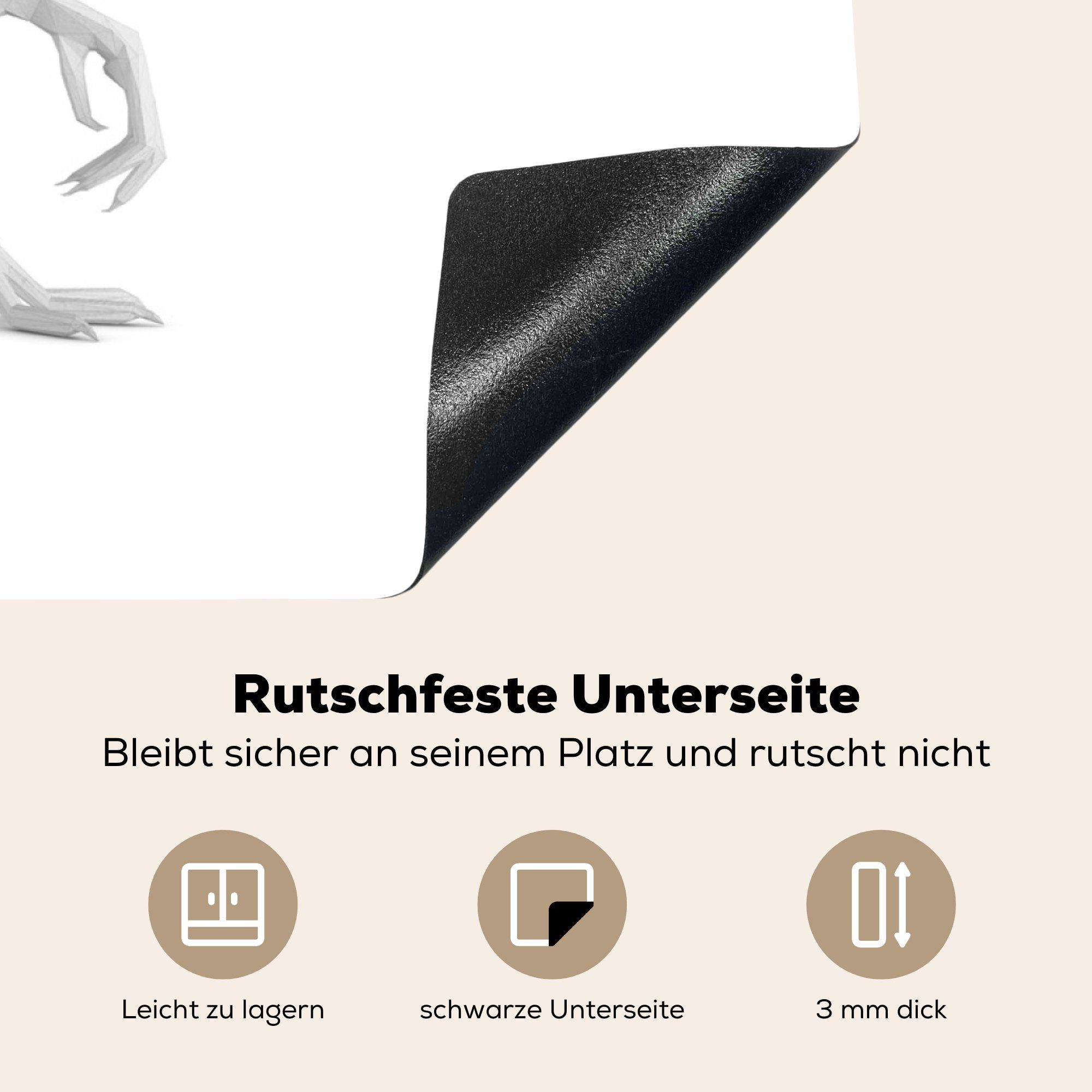 78x78 Origami tlg), für Ceranfeldabdeckung, eines Illustration küche Hahns, MuchoWow (1 in Herdblende-/Abdeckplatte Eine Vinyl, gefalteten Arbeitsplatte cm,