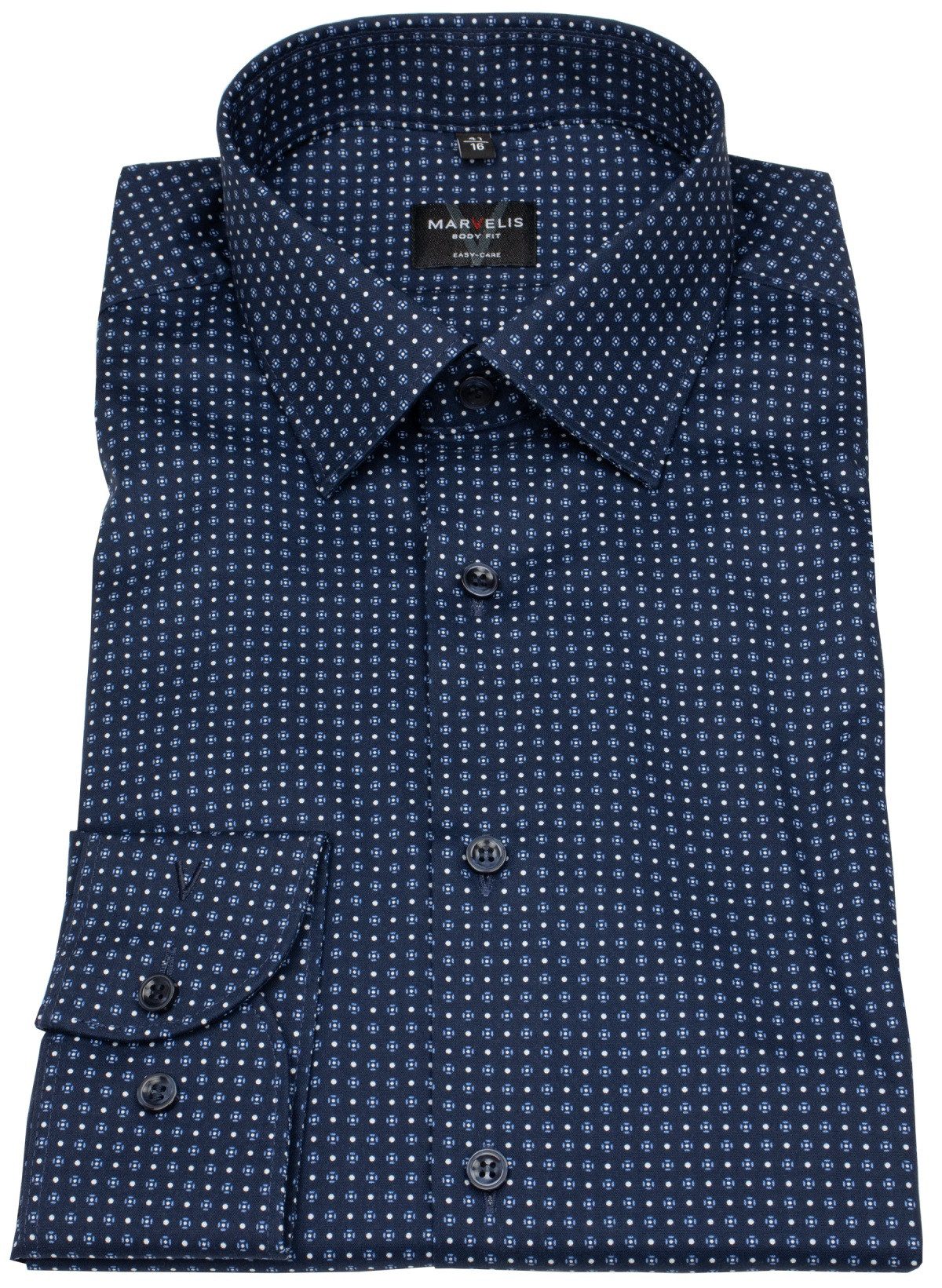 MARVELIS Langarmhemd Body Fit extra langer Arm stark tailliert Kentkragen