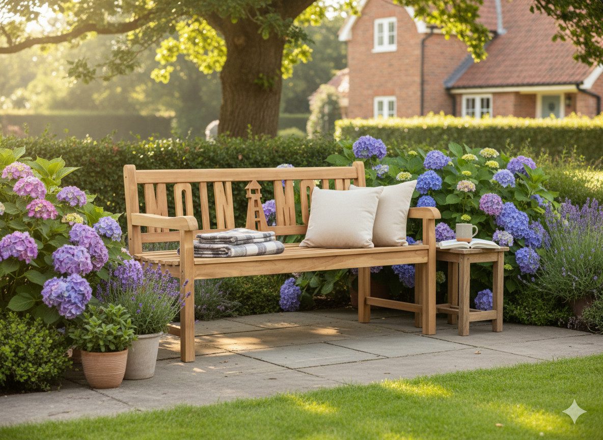 Garden Pleasure Gartenbank Gartenbank Teak 3-Sitzer MOIN MOIN mit Leuchtturm Outdoor