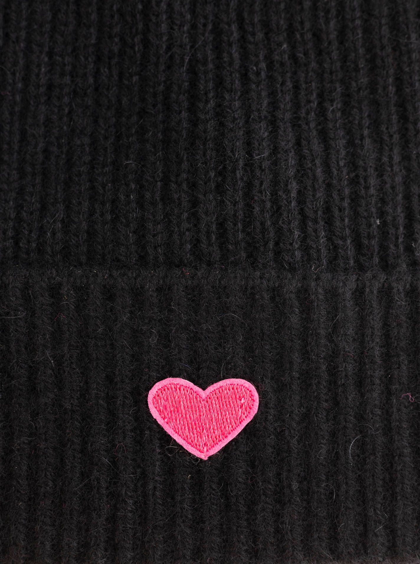 Zwillingsherz Beanie Beanie with Heart-Patch Rippstrick, mit breitem Umschlag, wärmend