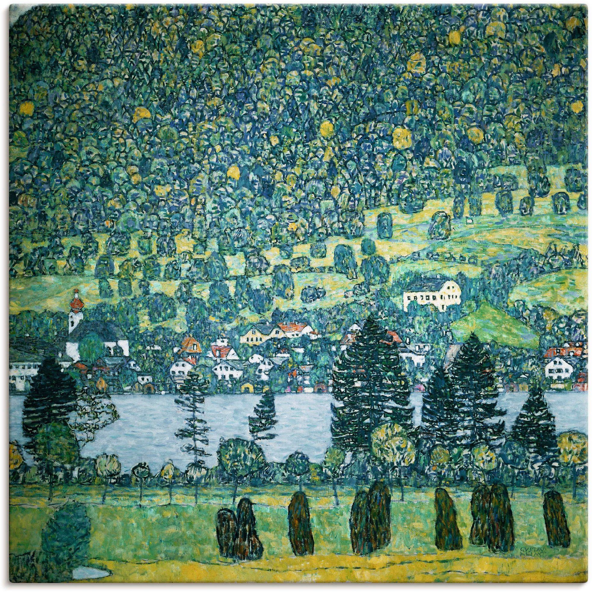 Artland Leinwandbild Waldabhang in Unterach am Attersee, Wald (1 St), auf Holzrahmen gespannt