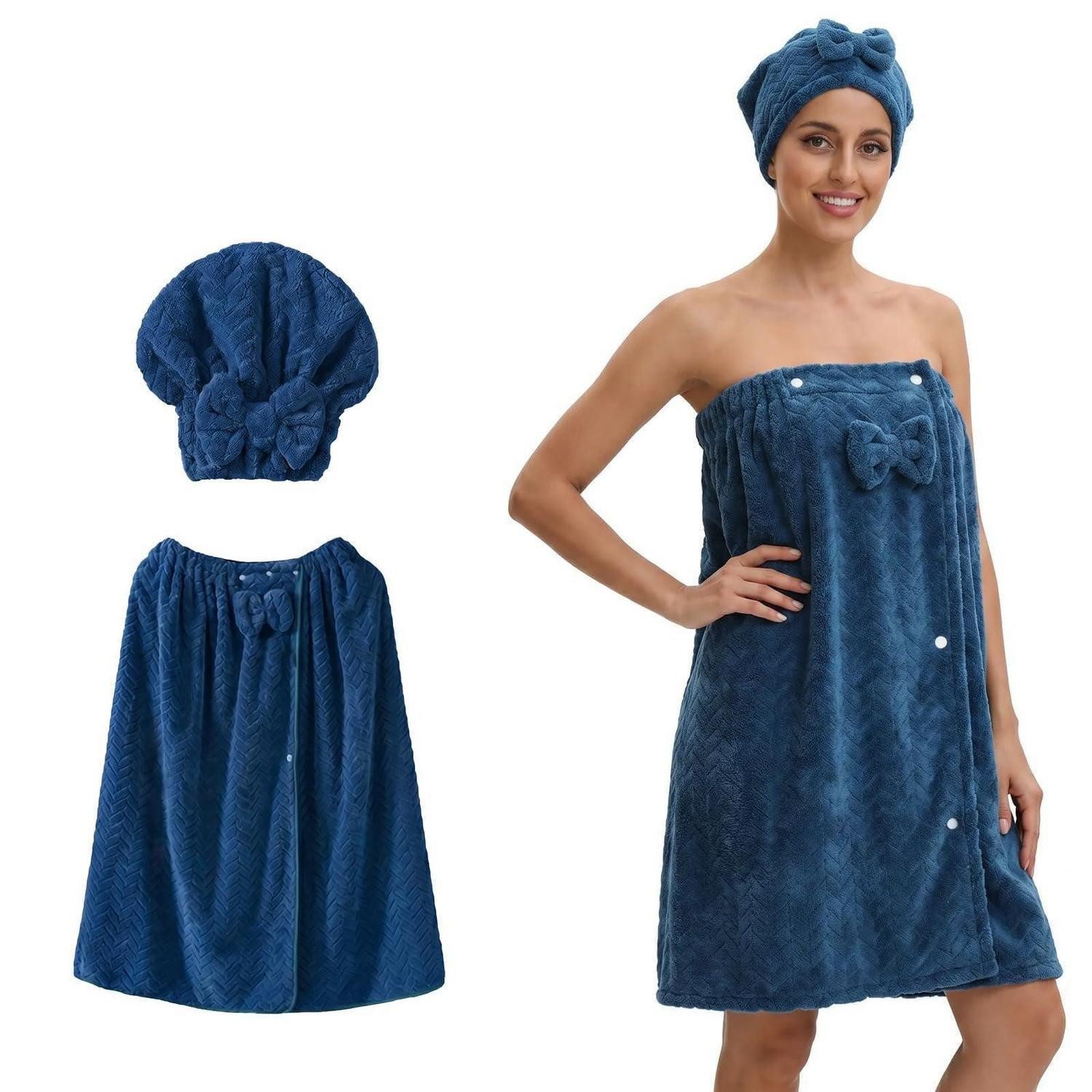 LuxusKollektion Saunatuch Saunakilt Damen mit Handtuch & Haartuch, (1-St)
