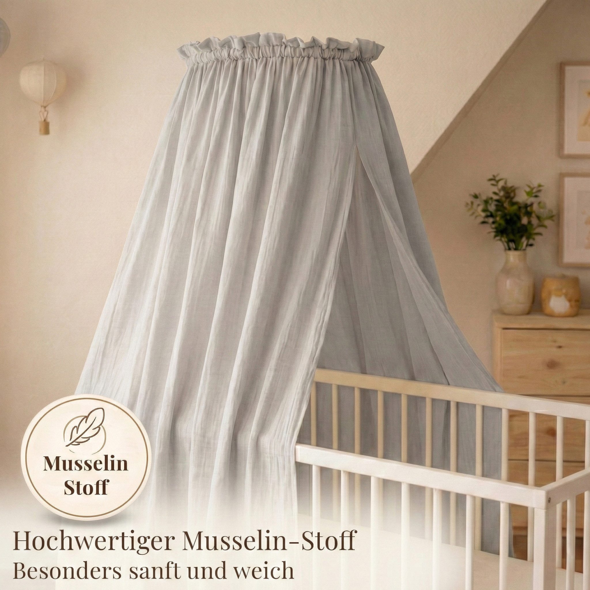 Babykajo Betthimmel Stoff + Ständer (Set, 1-tlg., in verschiedenen Varianten), Betthimmel Ständer mit Betthimmel für Babybetten – Bild 4 von 5