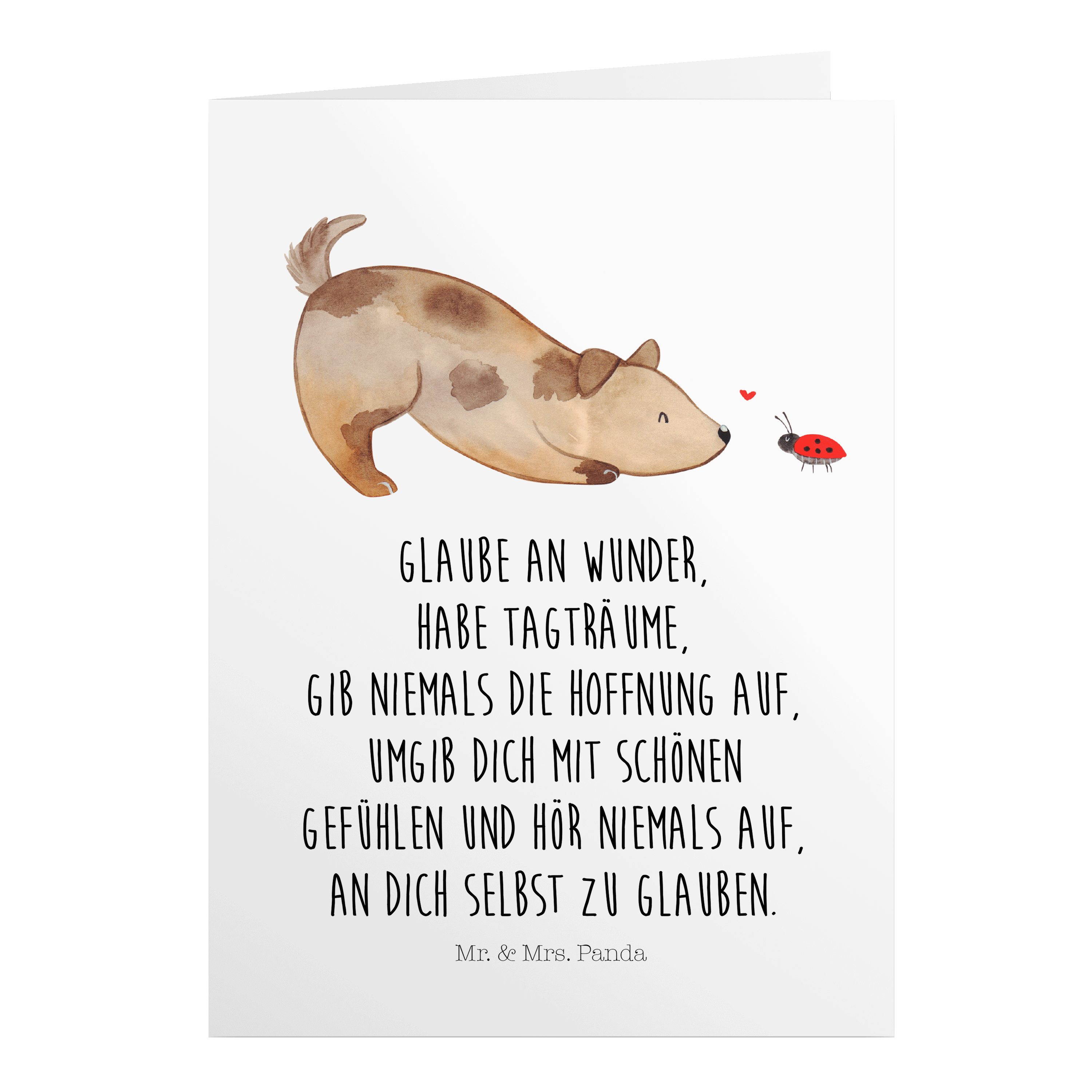 Mr. & Mrs. Panda Grußkarte »Hund Marienkäfer Weiß Einladungskarte