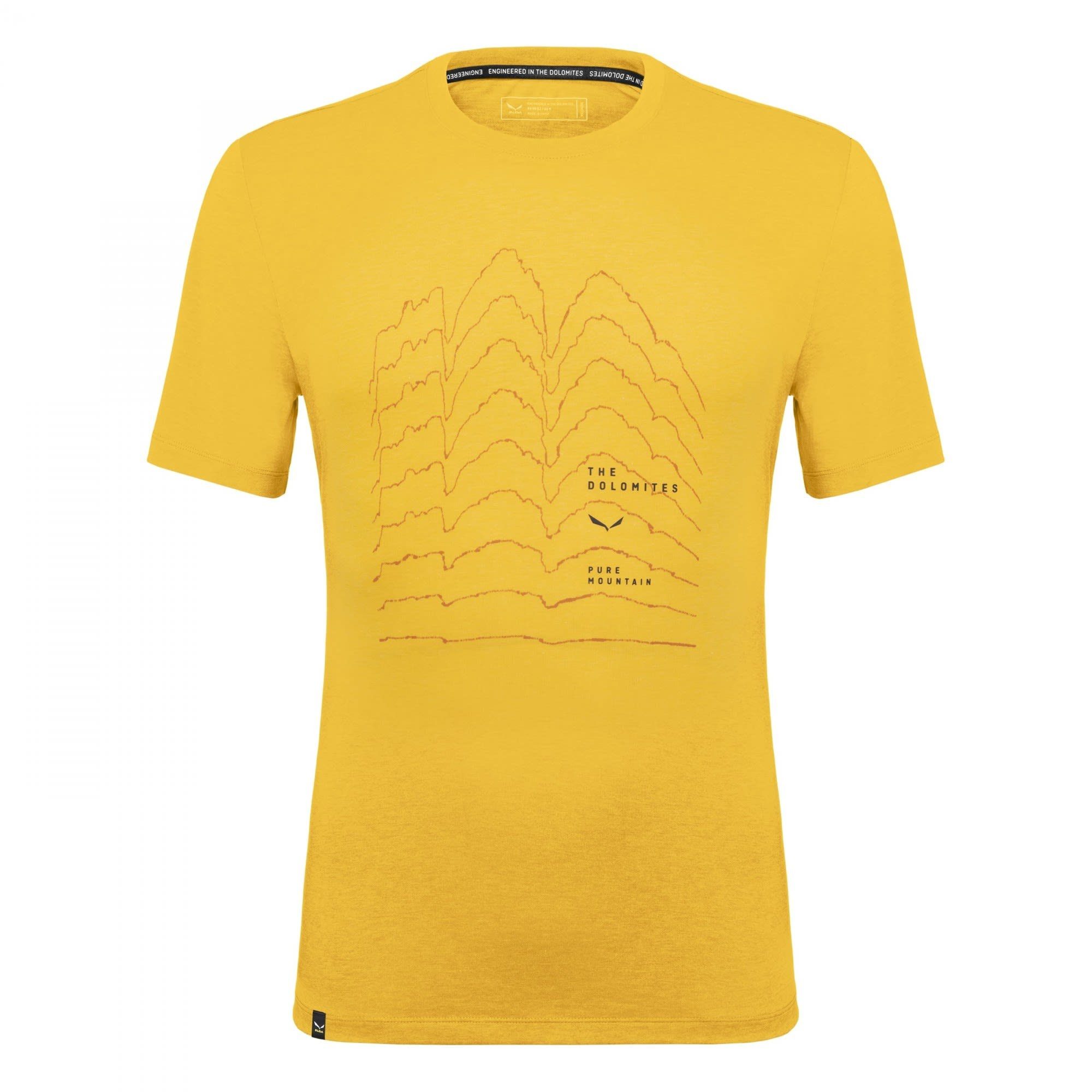 Salewa T-Shirt Salewa M Pure Skyline Dry T-shirt Herren Gold Melange