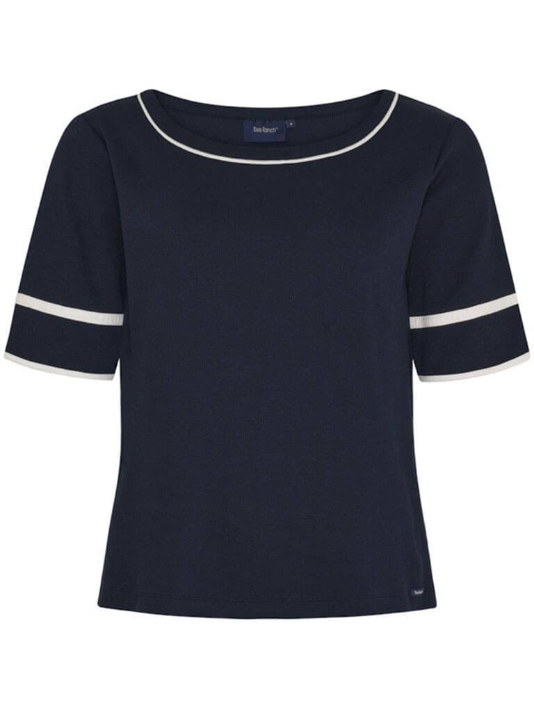 Sea Ranch T-Shirt Marita Damen T-Shirt Marita mit Absetzungen - Kurzarm-Shirt mit Rundhals