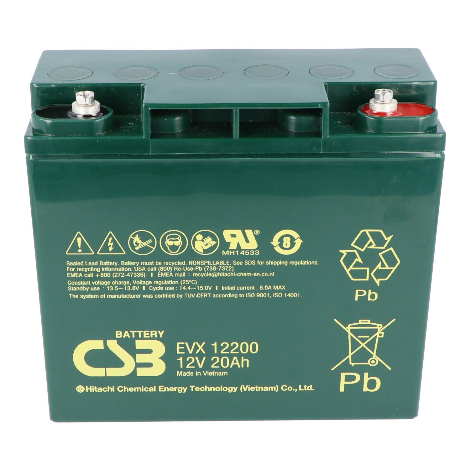 CSB CSB-EVX12200 12 Volt AGM Bleiakku 20Ah, 181x76,2x167mm, zyklenfest, M Akku 20000 mAh (12 V)