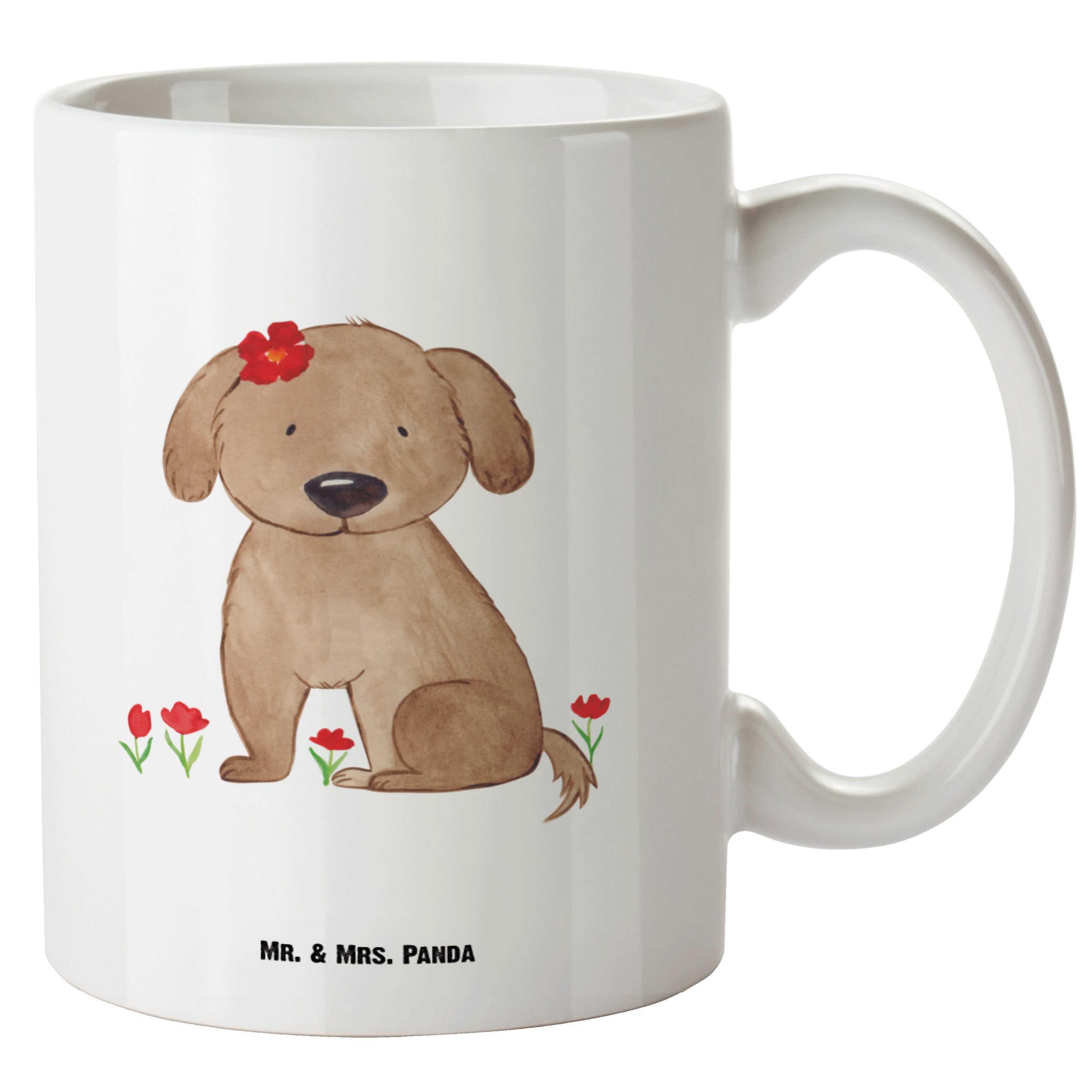 Mr. & Mrs. Panda Tasse Hund Hundedame - Weiß - Geschenk, Liebe, Vierbeiner, XL Tasse, Hundem, XL Tasse Keramik