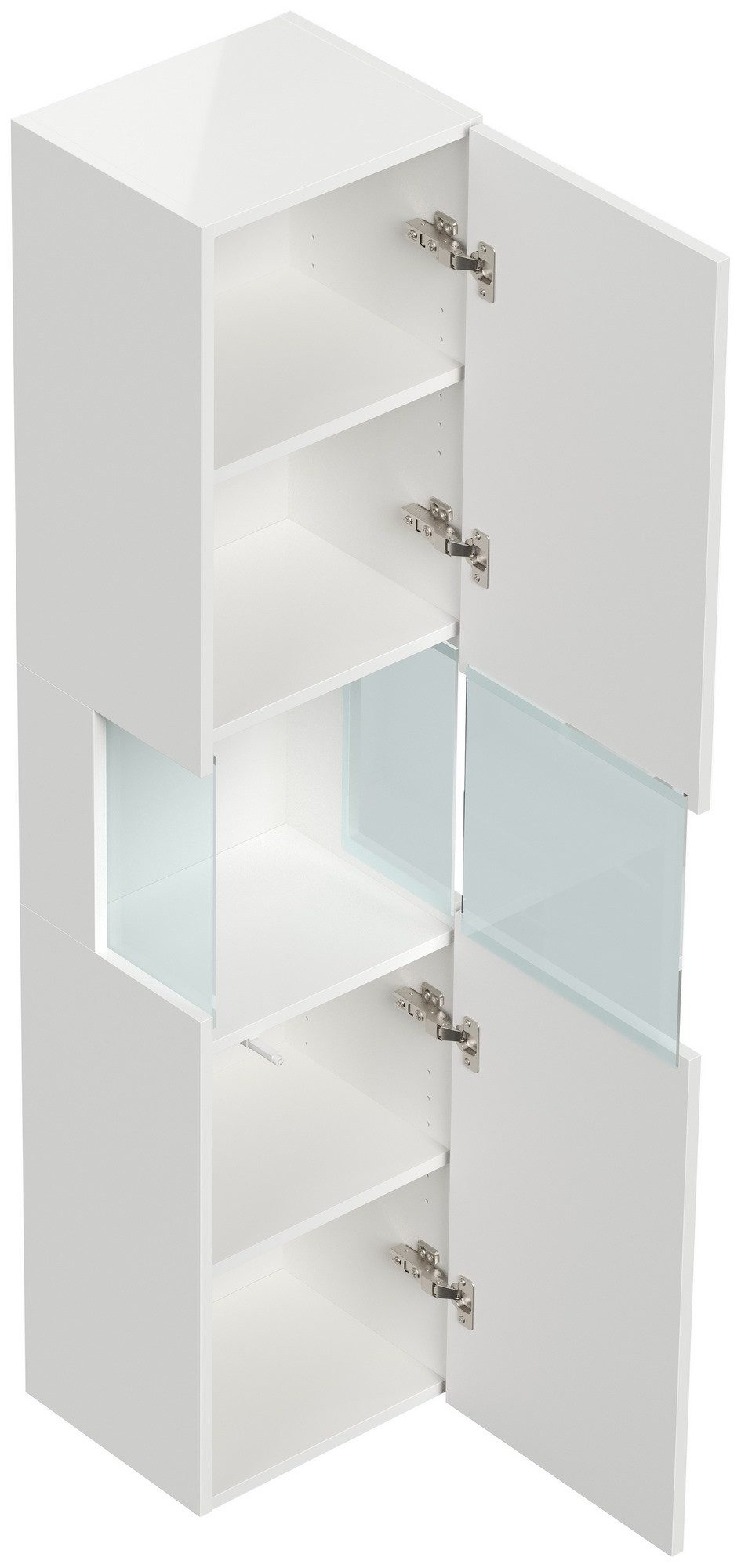 Posseik Hochschrank Badezimmer Hochschrank "Limes 150cm" Glaselement Weiß Hochglanz