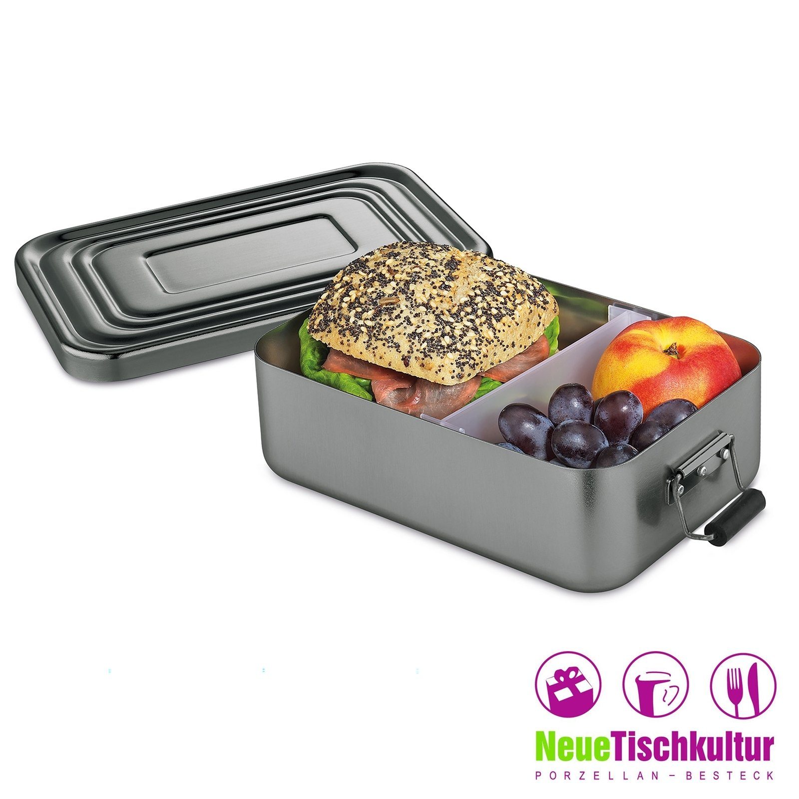 Neuetischkultur Lunchbox Lunchbox Aluminium Brotdose Anthrazit to (Stück, go 1-tlg), Aluminium, Groß