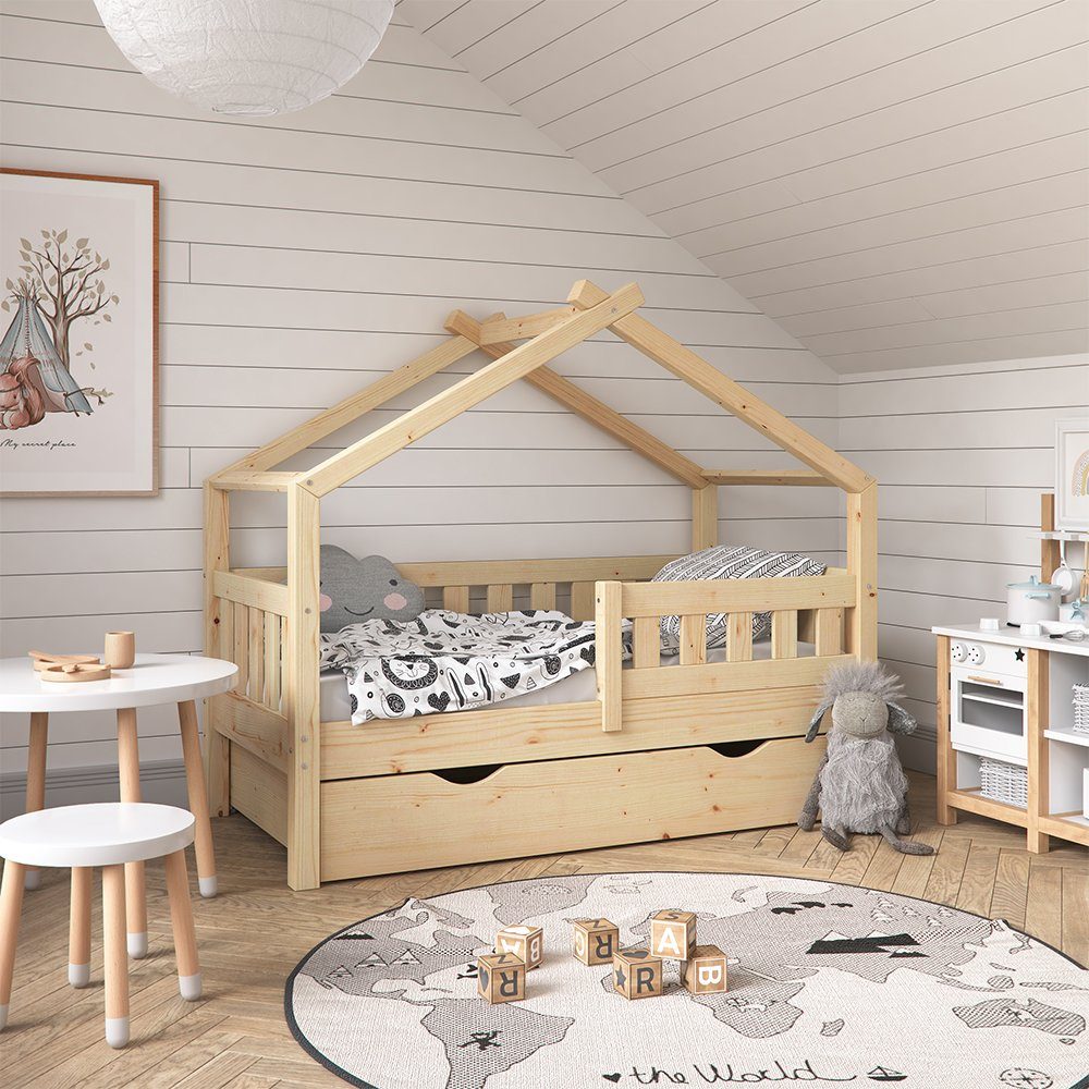 VitaliSpa® Babybett »Kinderbett Jugendbett DESIGN 140x70 Natur mit Matratze«