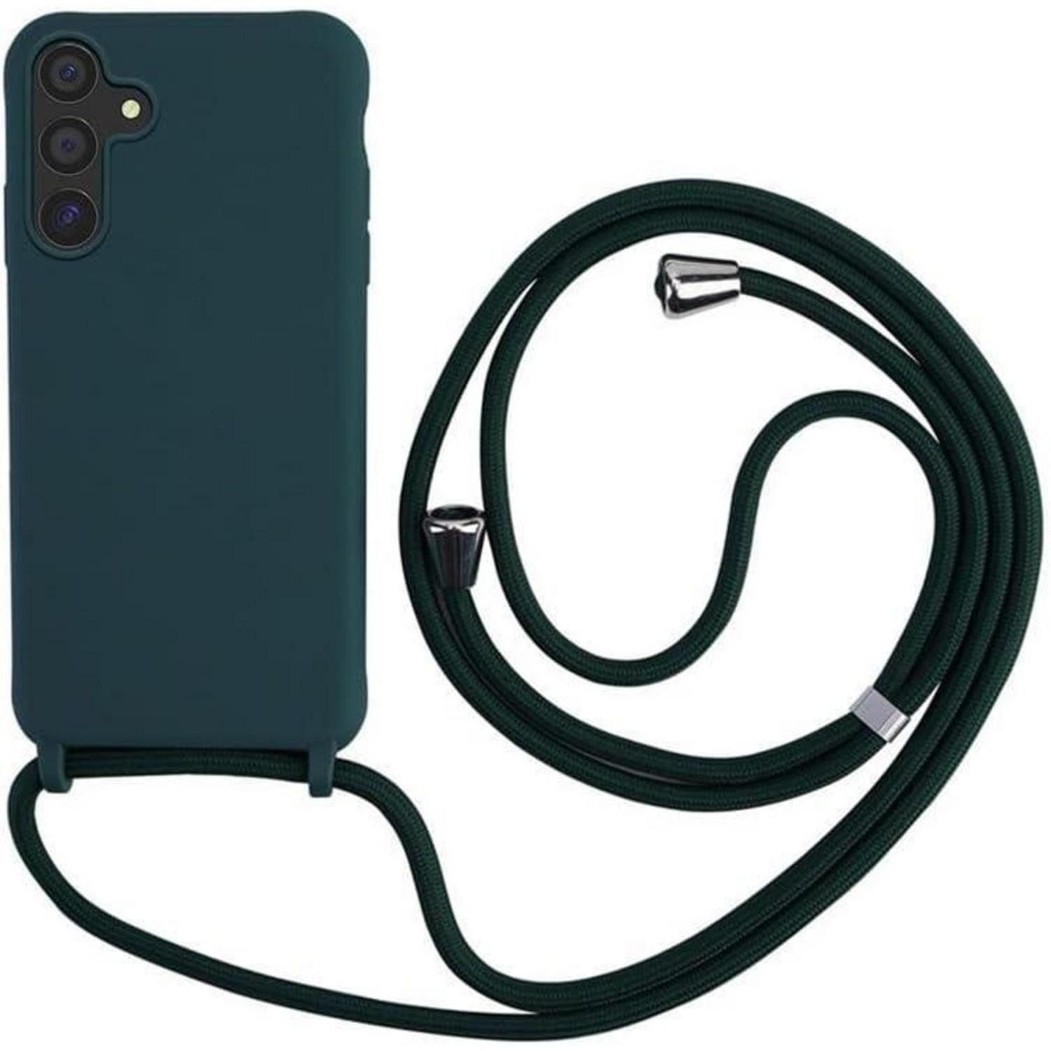 LuxusKollektion Case zum Umhängen Handyhülle S25 Silikon Slim Kordel Samsung Galaxy S25 Grün