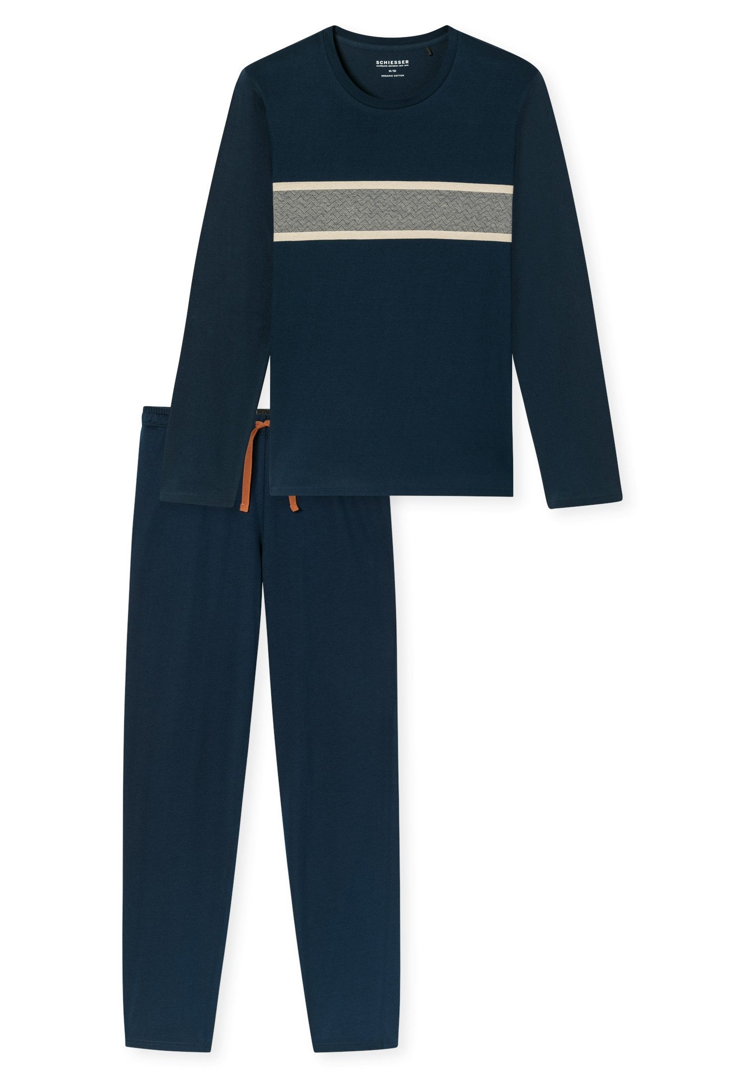Schiesser Schlafanzug Casual Nightwear (2 tlg) mit langen Ärmeln und Rundhalsausschnitt
