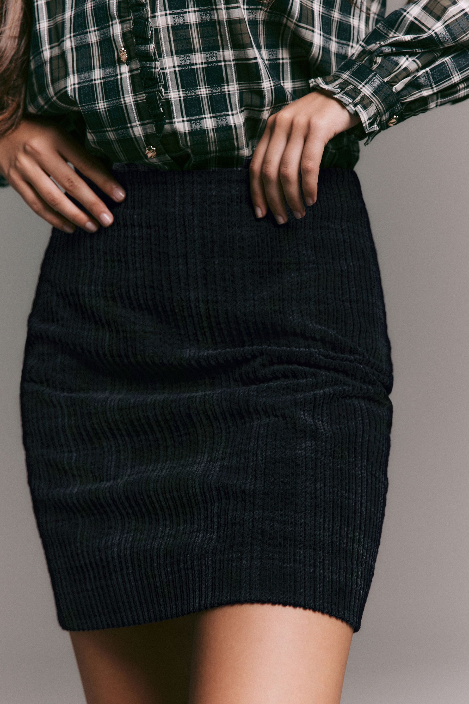 Next Minirock Minirock aus Cord mit Karomuster, Kurzgröße (1-tlg)