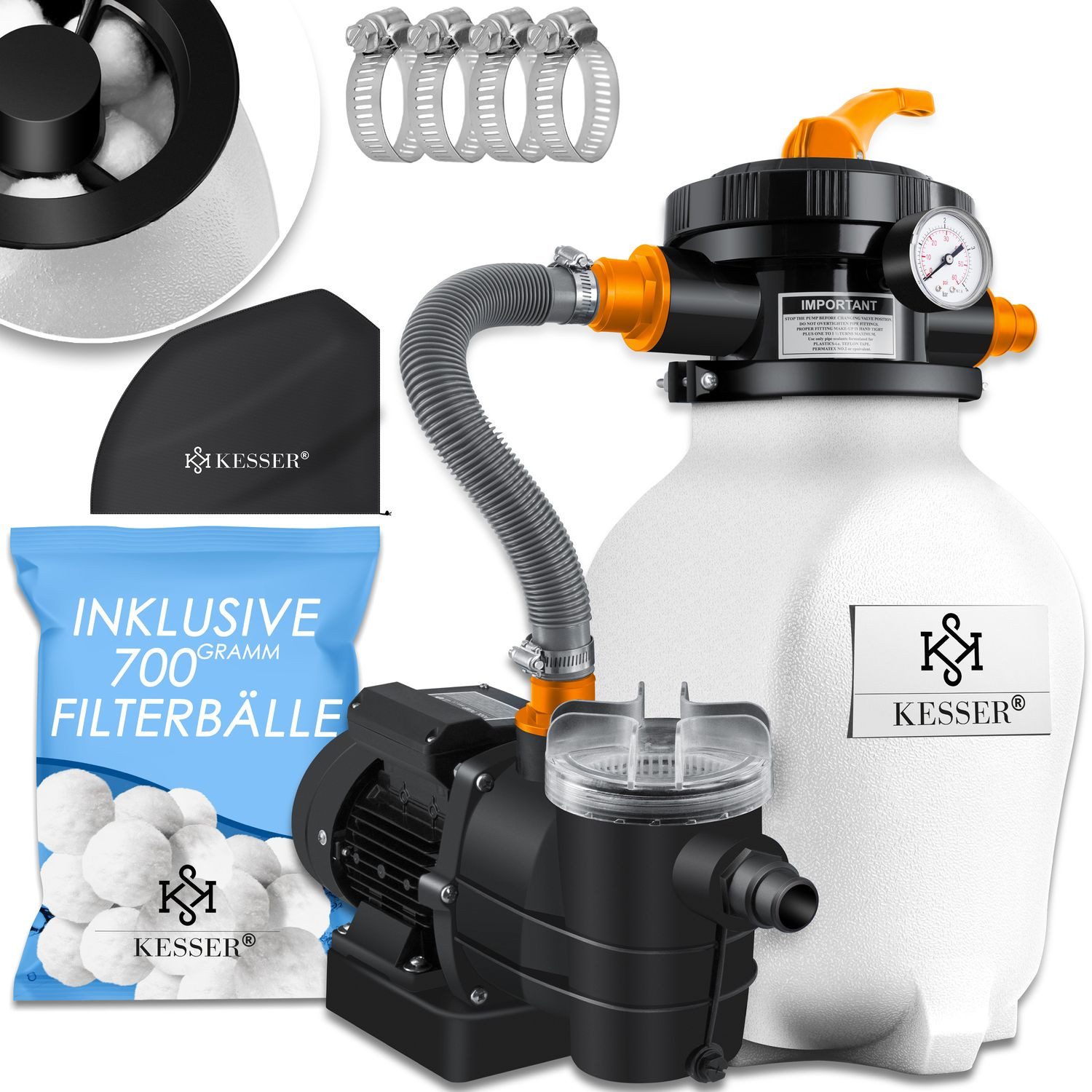KESSER Sandfilteranlage, Sandfilteranlage Sandfilter 700g Filterbälle ersetzen 25kg